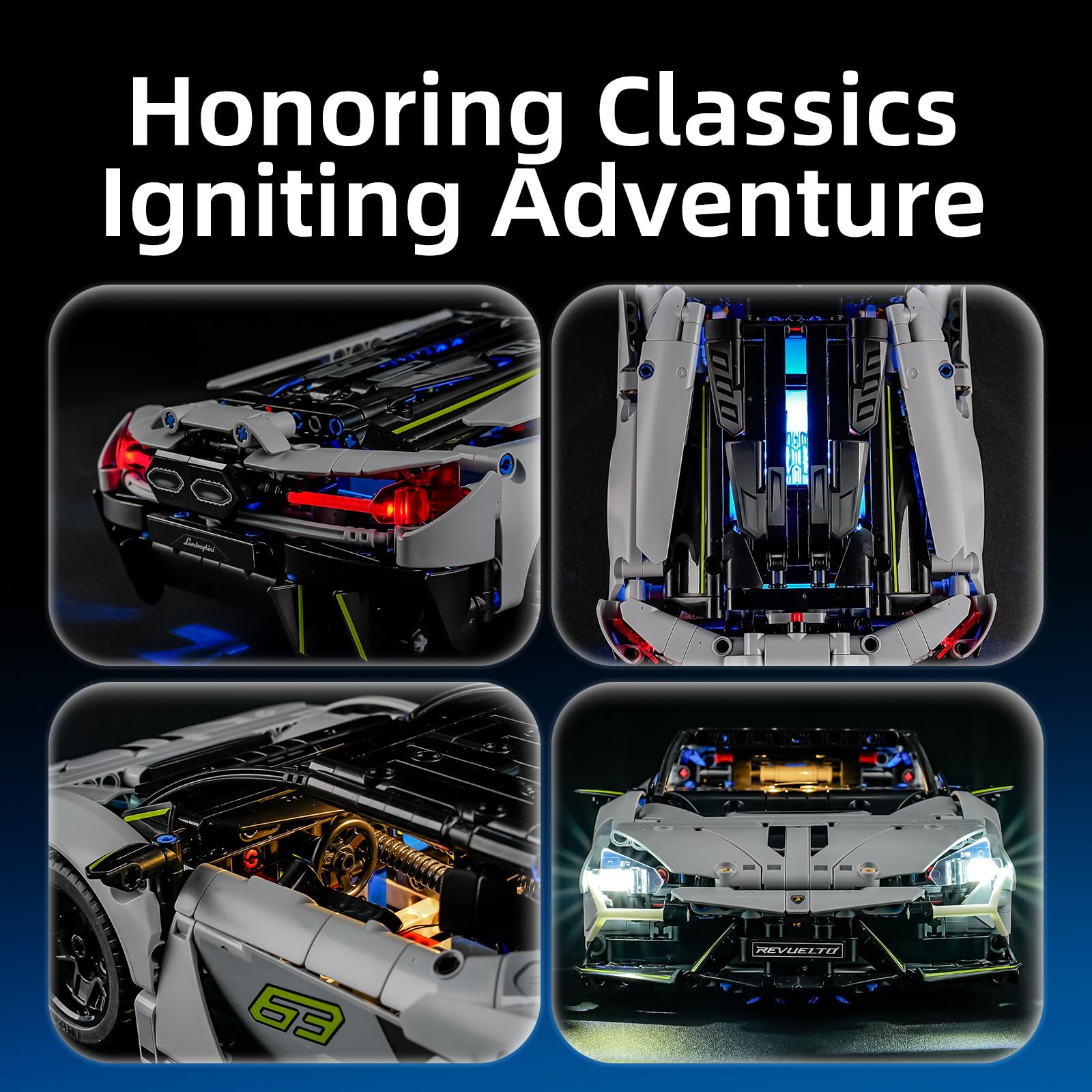 YEABRICKS LED Light for Lego-42214 Technic Lamborghini Revuelto Super Sports Car Building Blocks Model (Building Set NOT Included) - Image 2
