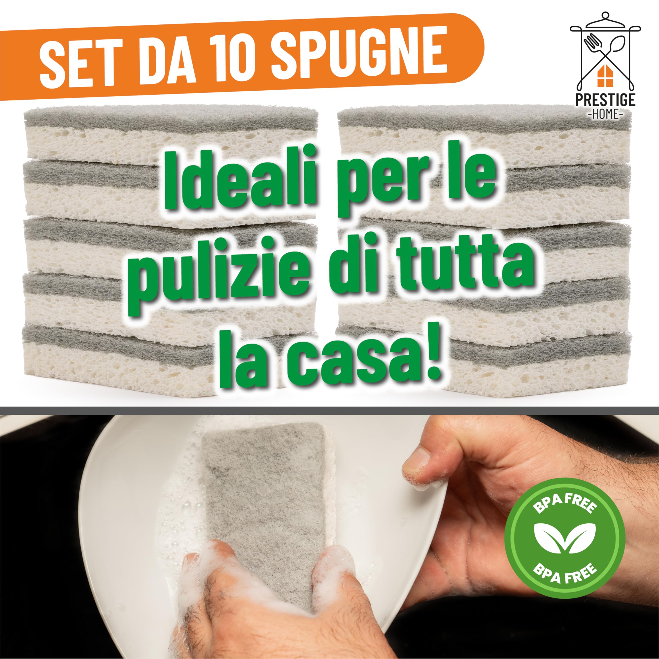 Prestige Home Set di Spugnette Cucina Ecologiche, Spugna Piatti Ecologica, Spazzole Lavapiatti Ecosostenibili, PH003