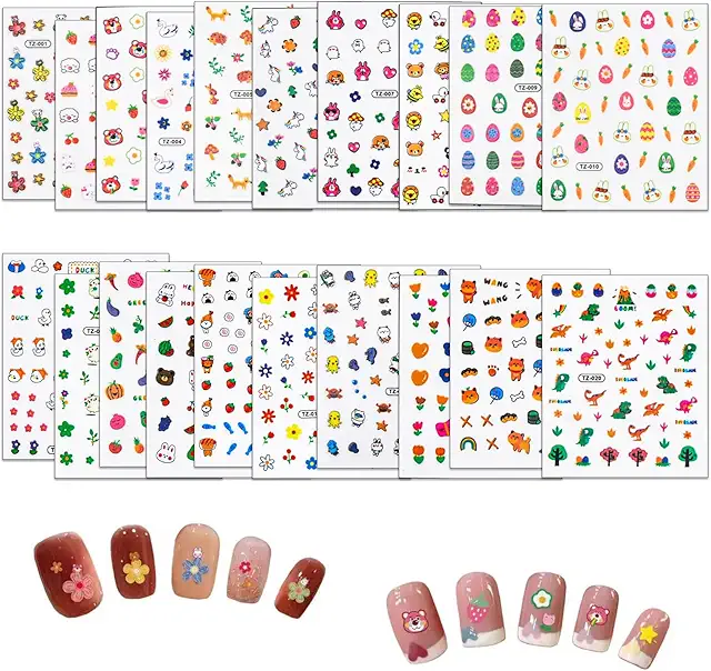 Stickers à Ongles DIY - 20 Autocollants Nail Art Lumineux pour Enfants