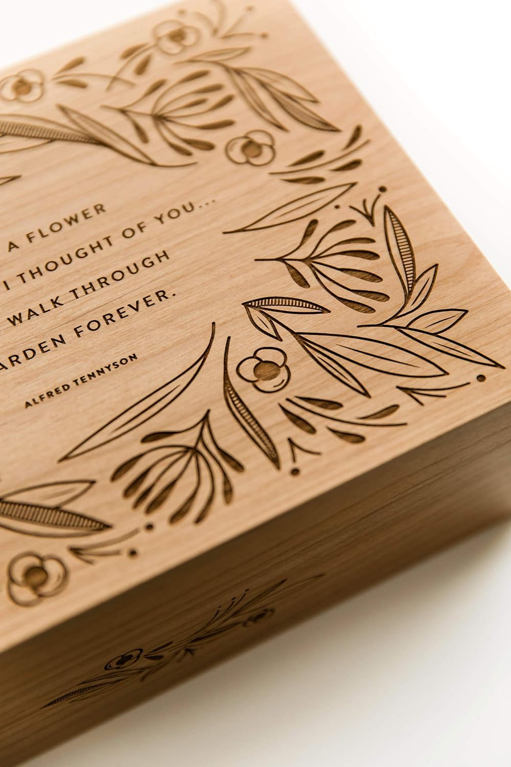 Garden Of Flowers Alfred Lord Tennyson Quote Wood Keepsake Box [Personalized Custom Gifts, Anniversary, Wedding, Baby, Memory]
