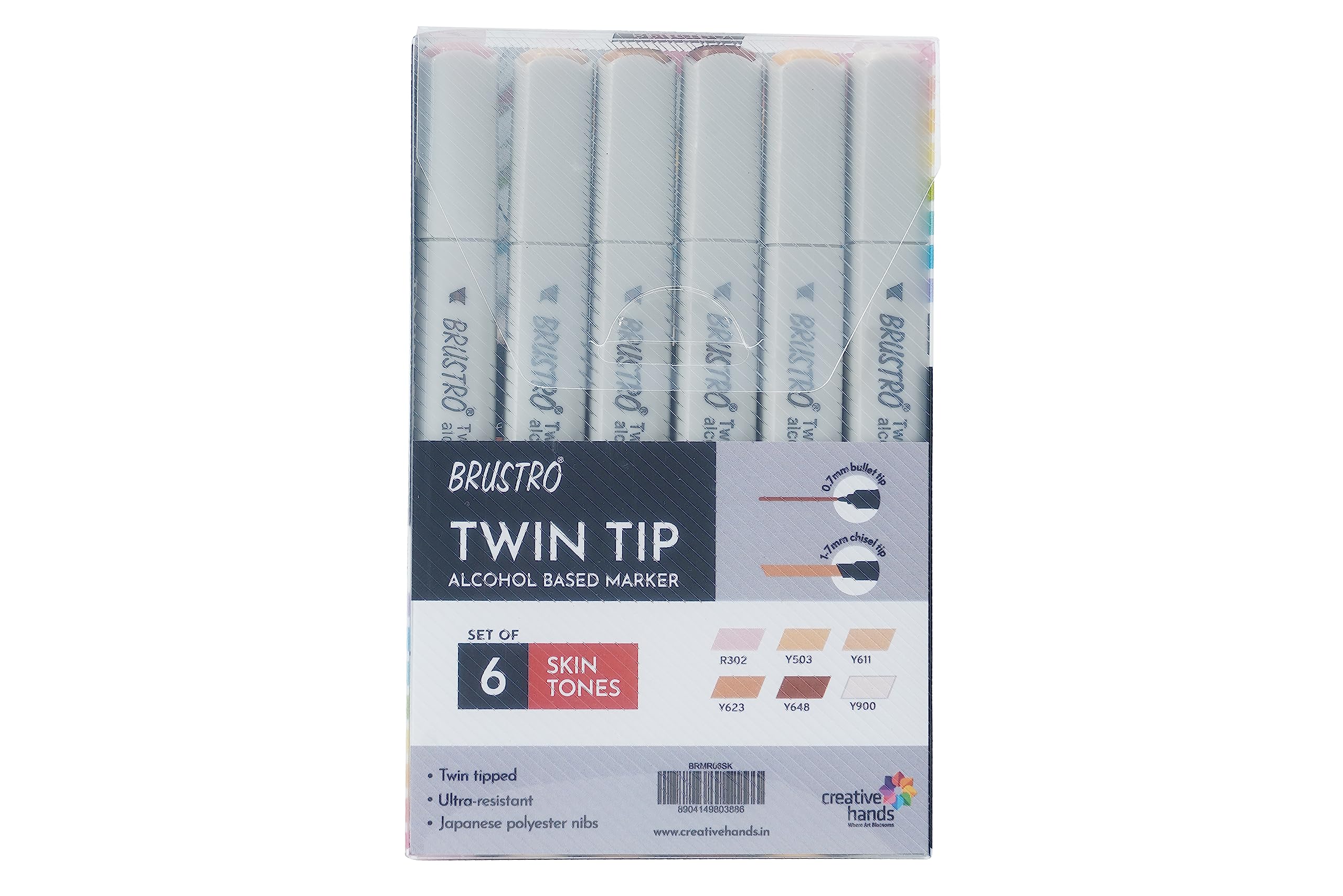 BRUSTRO Twin Tip Alcohol Based Marker -Set of 6 (Skin)|Tip Size - Broad 1-7mm line,Fine 0.7mm| Ideal for Texturing, Sketching,Smudge-Proof,Waterproof,Graffiti,Comic Artist,Architect, Fine Art Students (B07H945RTK) Amazon Price History, Amazon Price Tracker