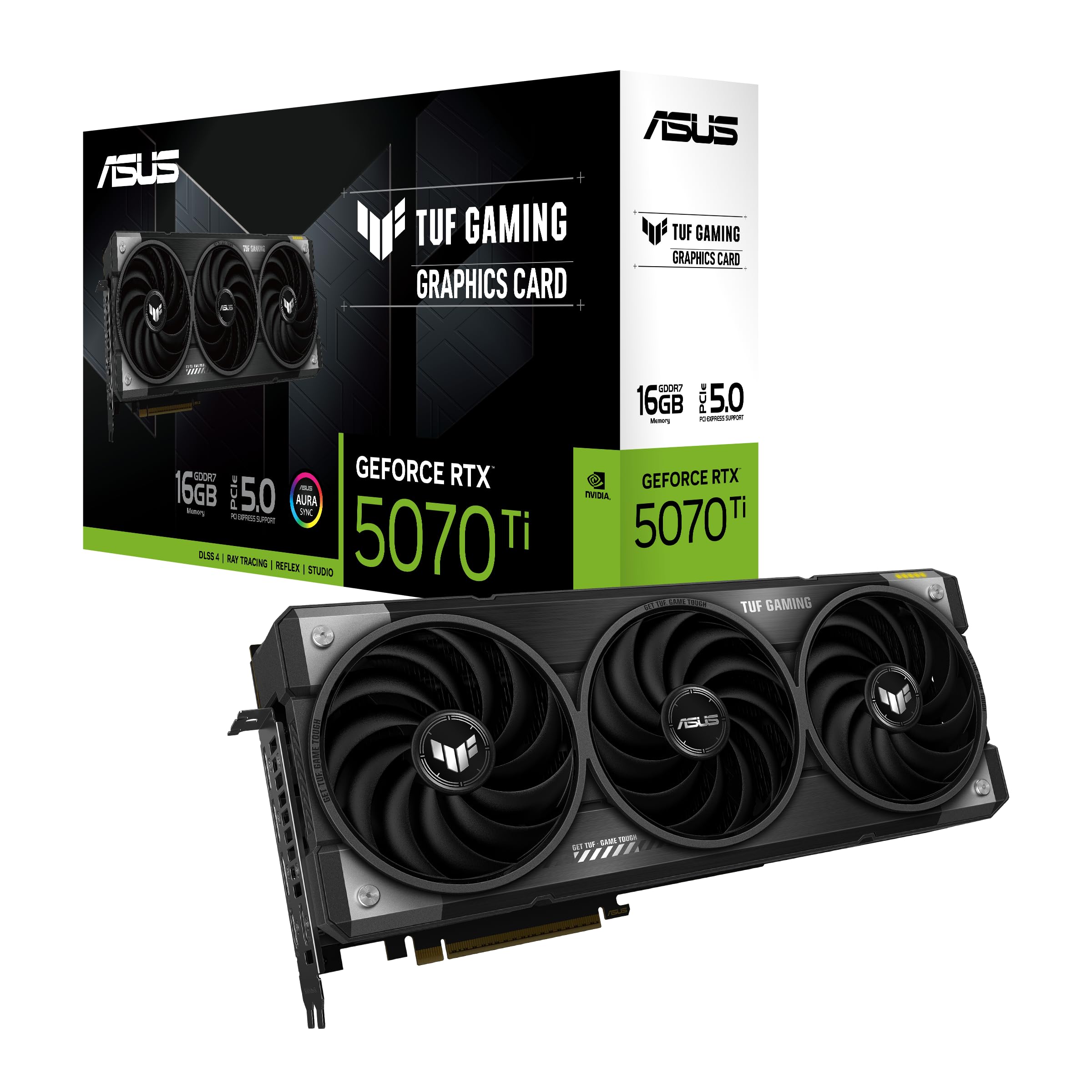 ASUS TUF Gaming GeForce RTX 5070 Ti 16GB GDDR7 Gaming Grafikkarte (Nvidia GeForce RTX5070 Ti DLSS 4, 3,6-Slot Design, PCIe 5.0, 3X DisplayPort 2.1b, 2X HDMI 2.1b, TUF-RTX5070TI-16G-GAMING)