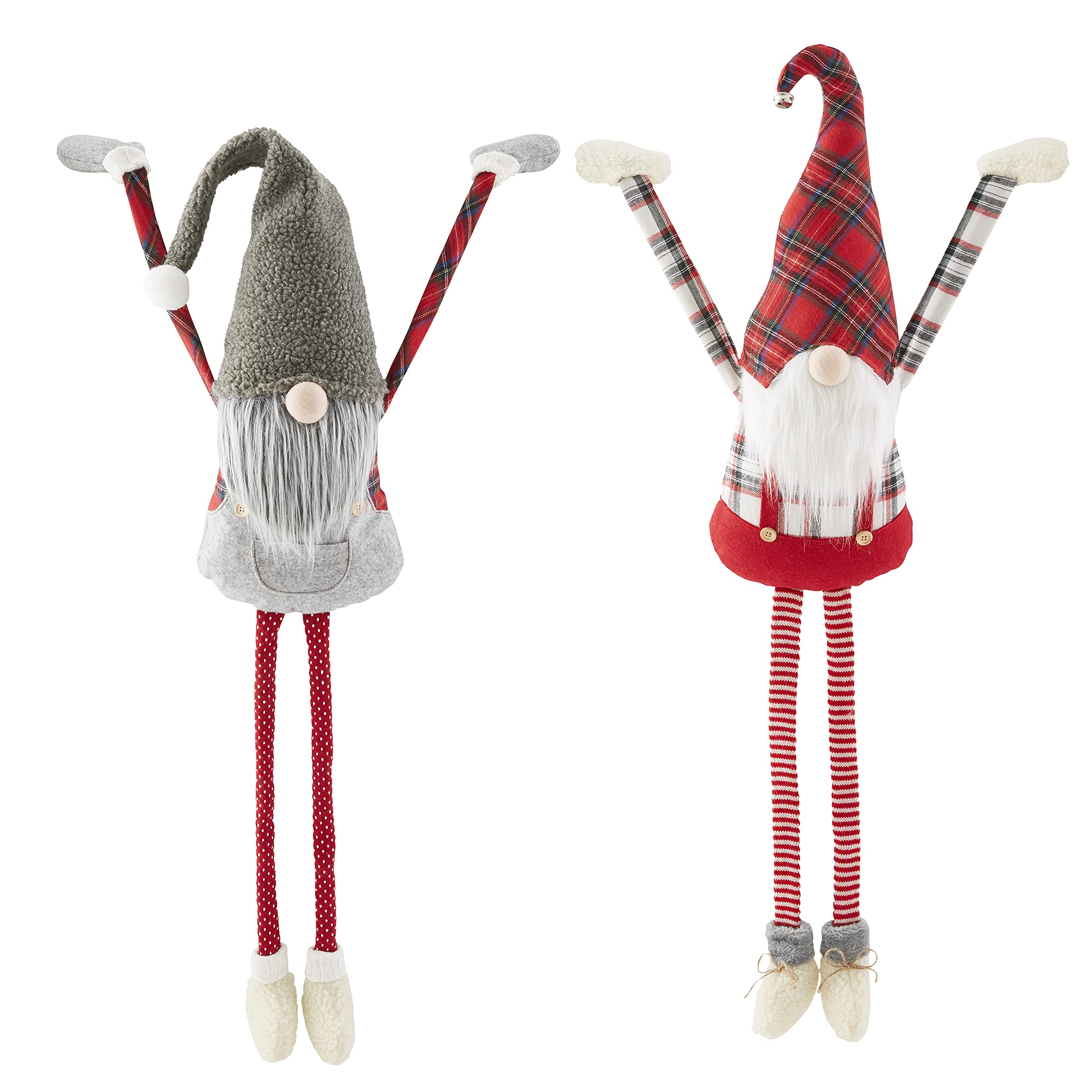 Mud Pie Christmas Large Dangle Arm Gnome, Gray, 38