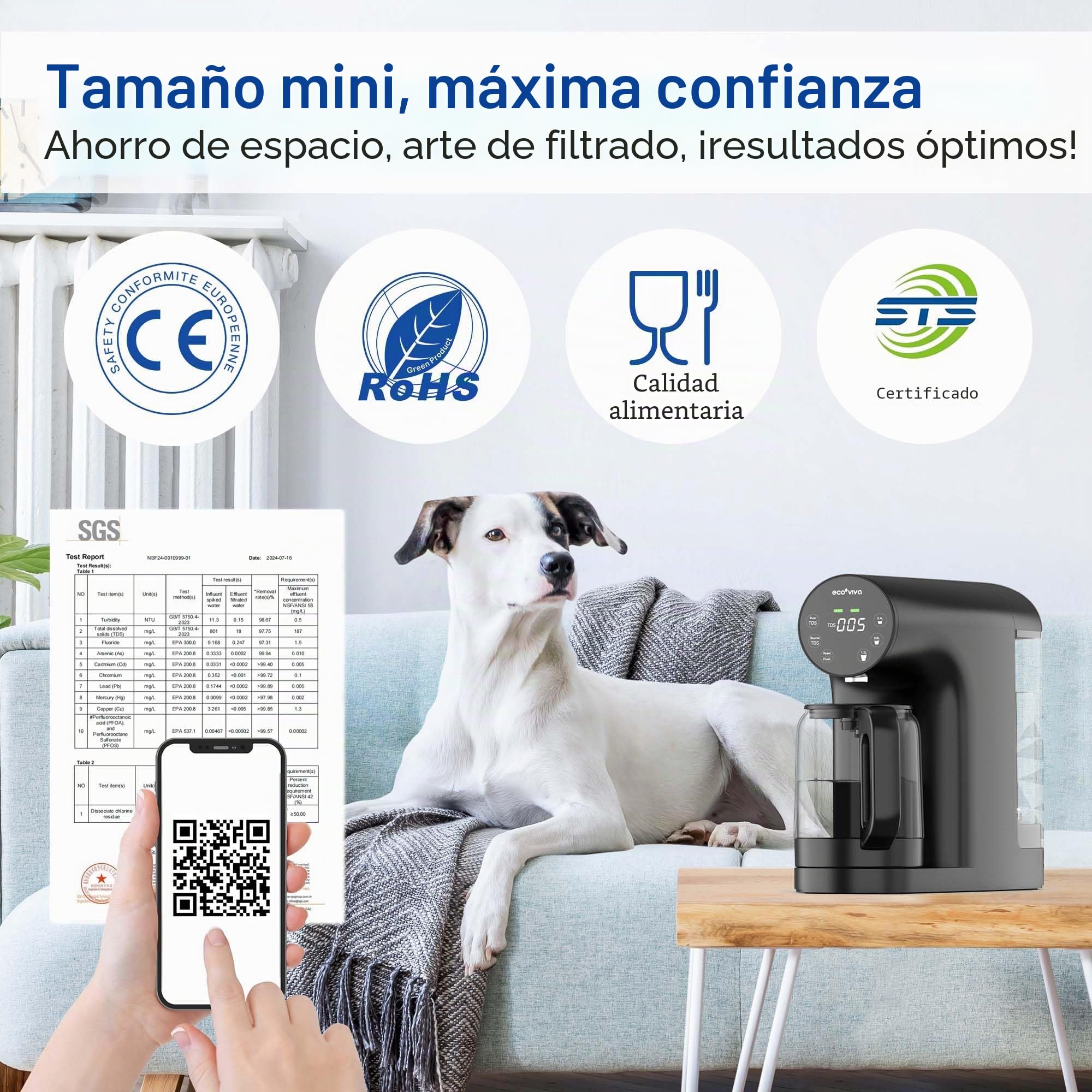 Ecoviva Cartucho de filtro de repuesto para sistema de ósmosis inversa de encimera WP-RO-200G