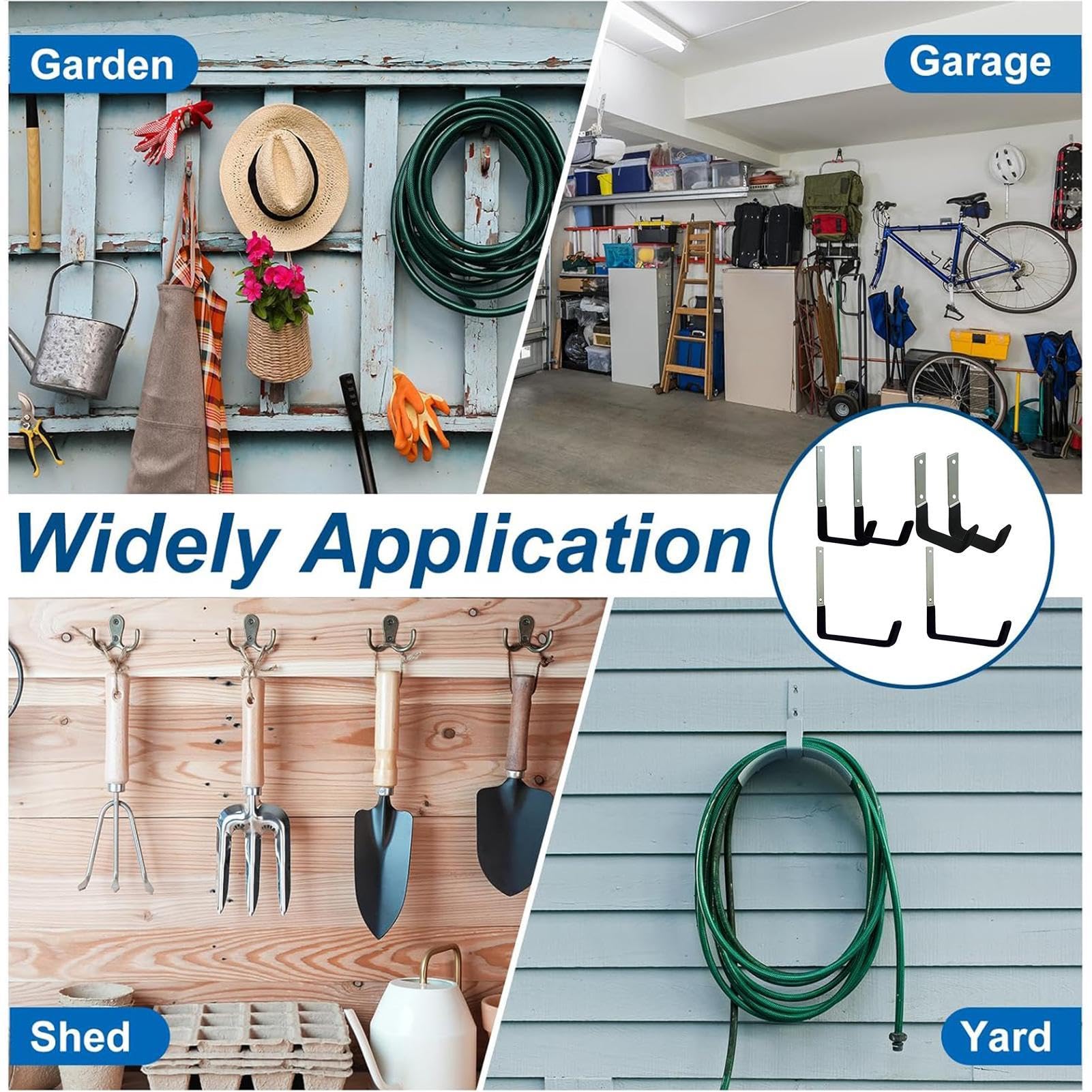 Haczyki do garażu, wieszaki garażowe Heavy Duty Wall Hooks, narzędziowe, haczyki narzędziowe wieszak ścienny, ścienne Power Tools Garaż, do przechowywania rowerów, ścienne drabiny