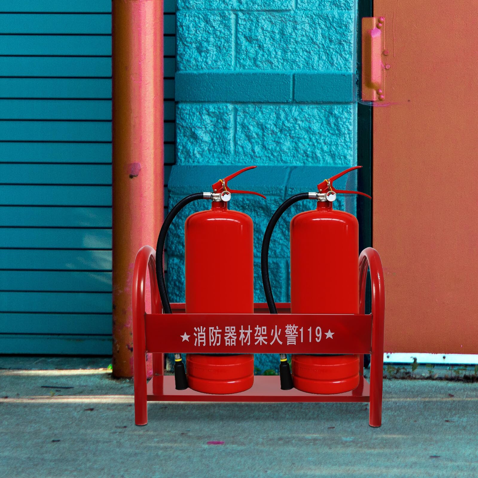 Ipetboom Soporte Metálico Resistente para Extintores de 2-4 Kg Estante Robusto de Metal Rojo para Fijación Segura Base Reforzada para Almacenamiento Oficinas y Hogares