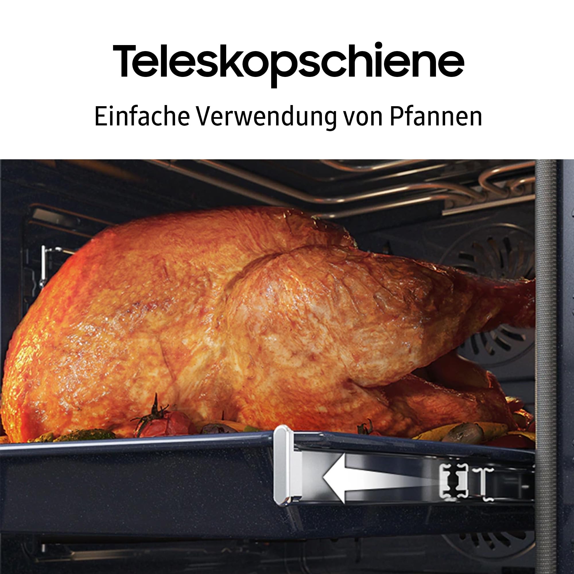 Samsung NV7B7997ADK/U1 Dual Cook Einbaubackofen, Dampfgaren mit 700-ml-Wassertank, 76 l, Pyrolytische Selbstreinigung, Automatische Türöffnung, Kamera, SmartThings Cooking, Air Fry, Schwarzes Glas