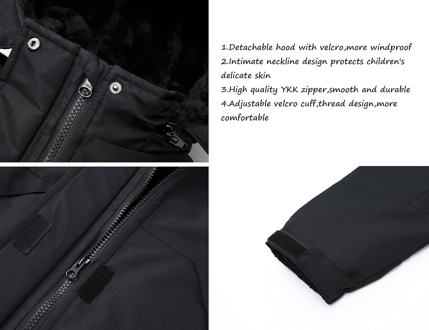 WULFUL Girl's Waterproof Ski Jacket Warm Fleece Hooded Winter Snow Coat - Image 6