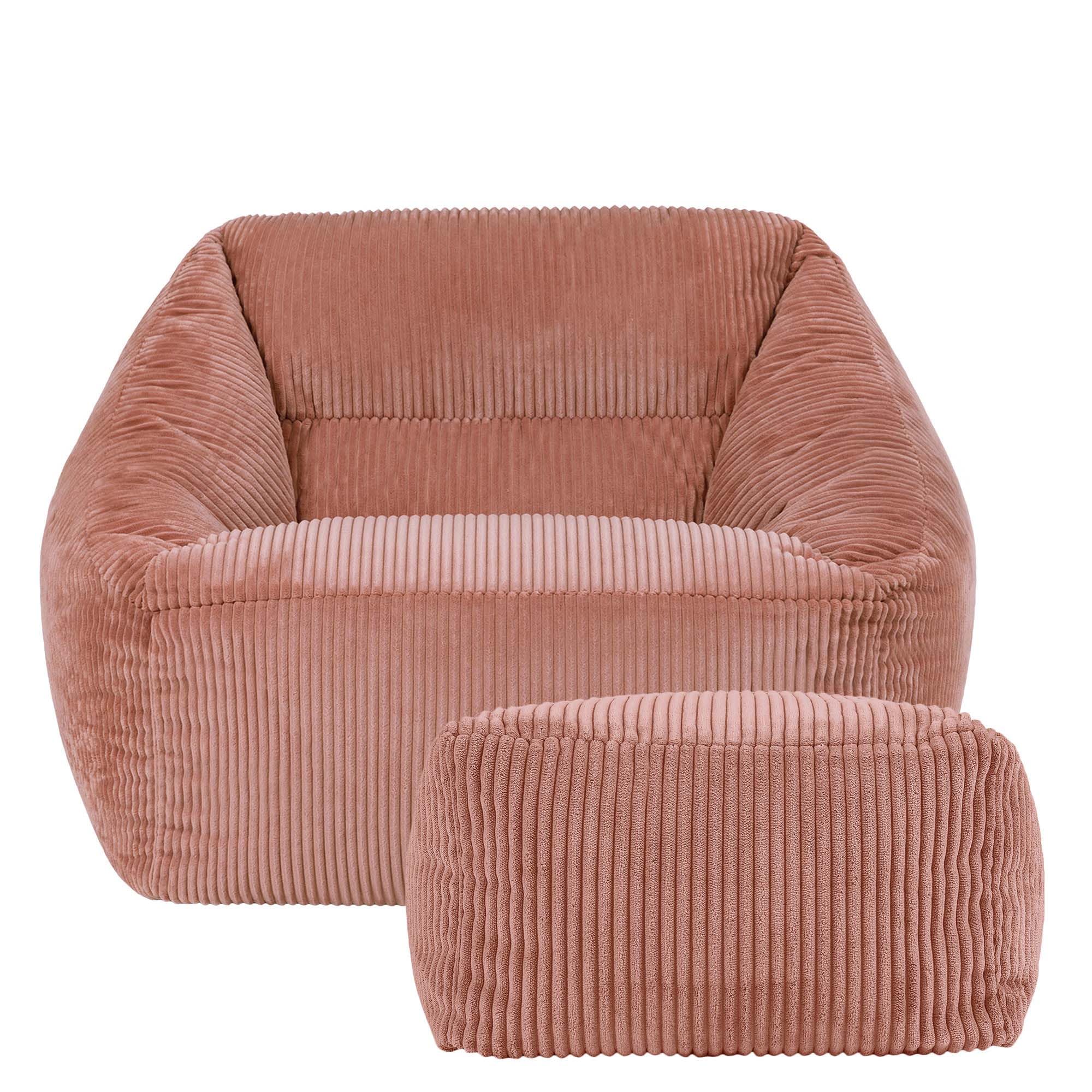 Icon Armchair And Footstool Jumbo Cord Bundle Dawn Pink from B&Q
