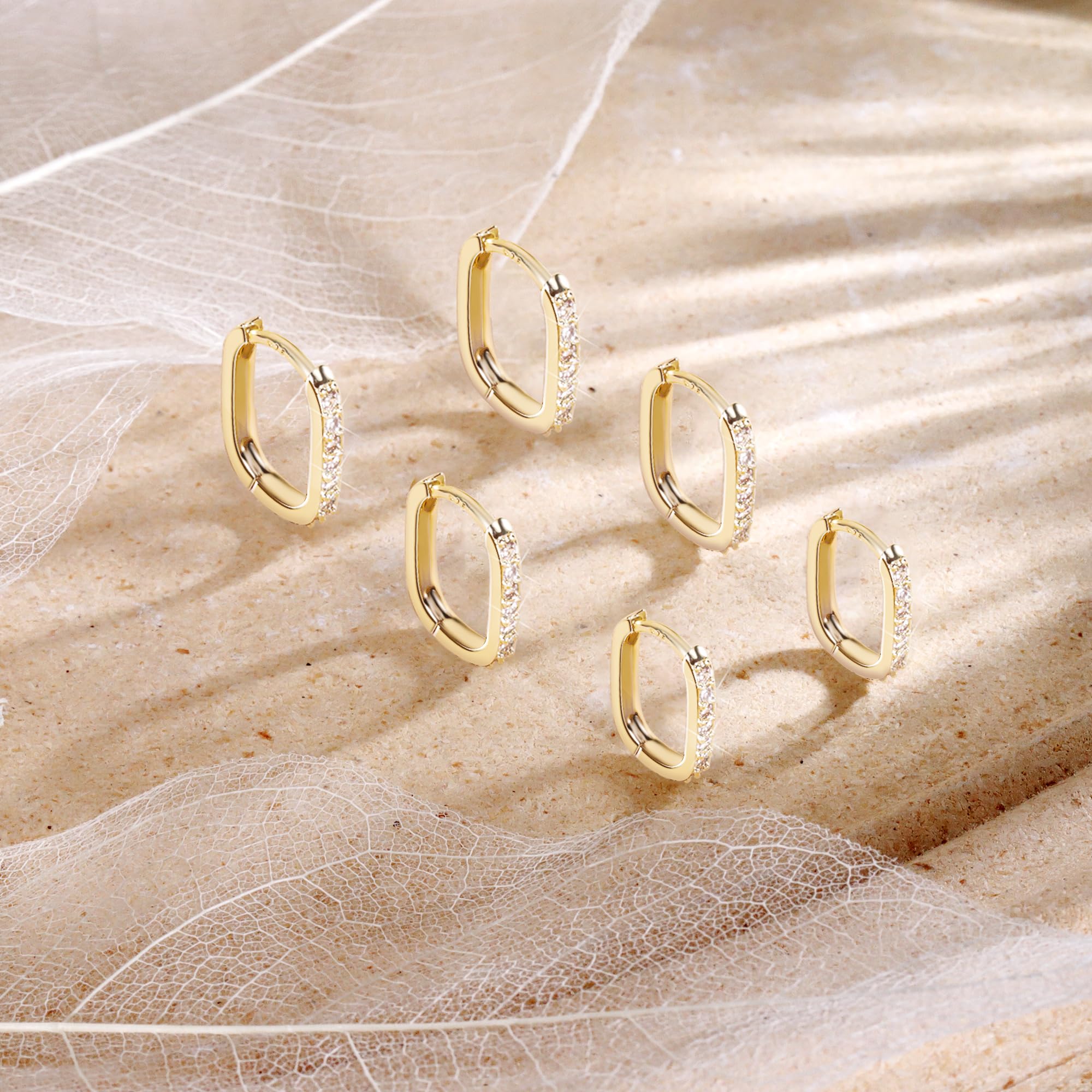 ALEXCRAFT 3Paar Creolen Gold Ohrringe Set, Damen 14 Karat vergoldet Schmuck Ohrringe Huggies Creolen Kleine Hypoallergen Ohrringe Silber 925 Schlafen Knorpel Kreolen Creolen Gold Kleine Damen Herren