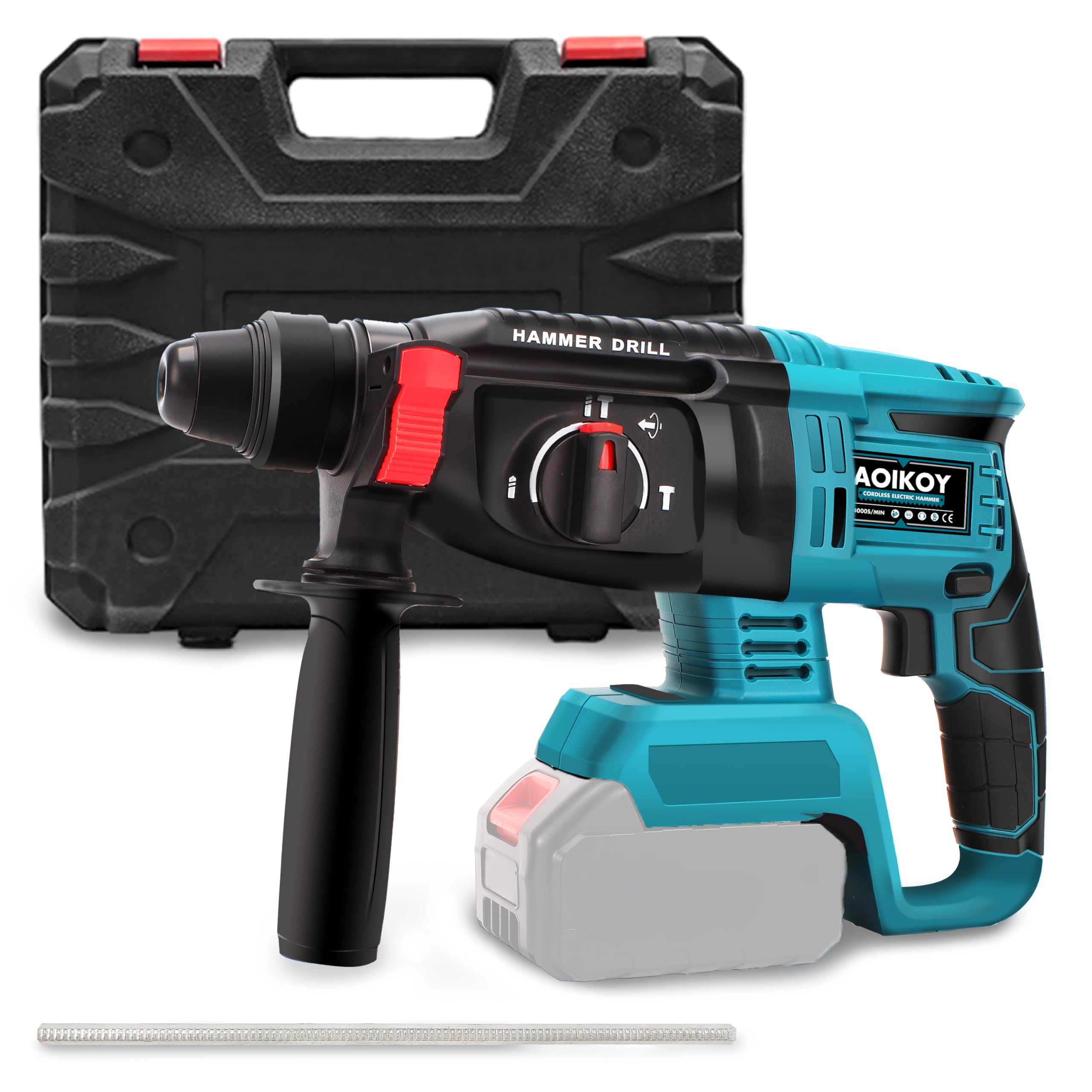 Cordless Hammer Hammer 21V, Demolition Hammer with 3 Modes, Speed 4000 BPM, Compatible with Makita 21V Battery, 1-1/4 Inch SDS Plus Drill, 360° Adjustable Handle