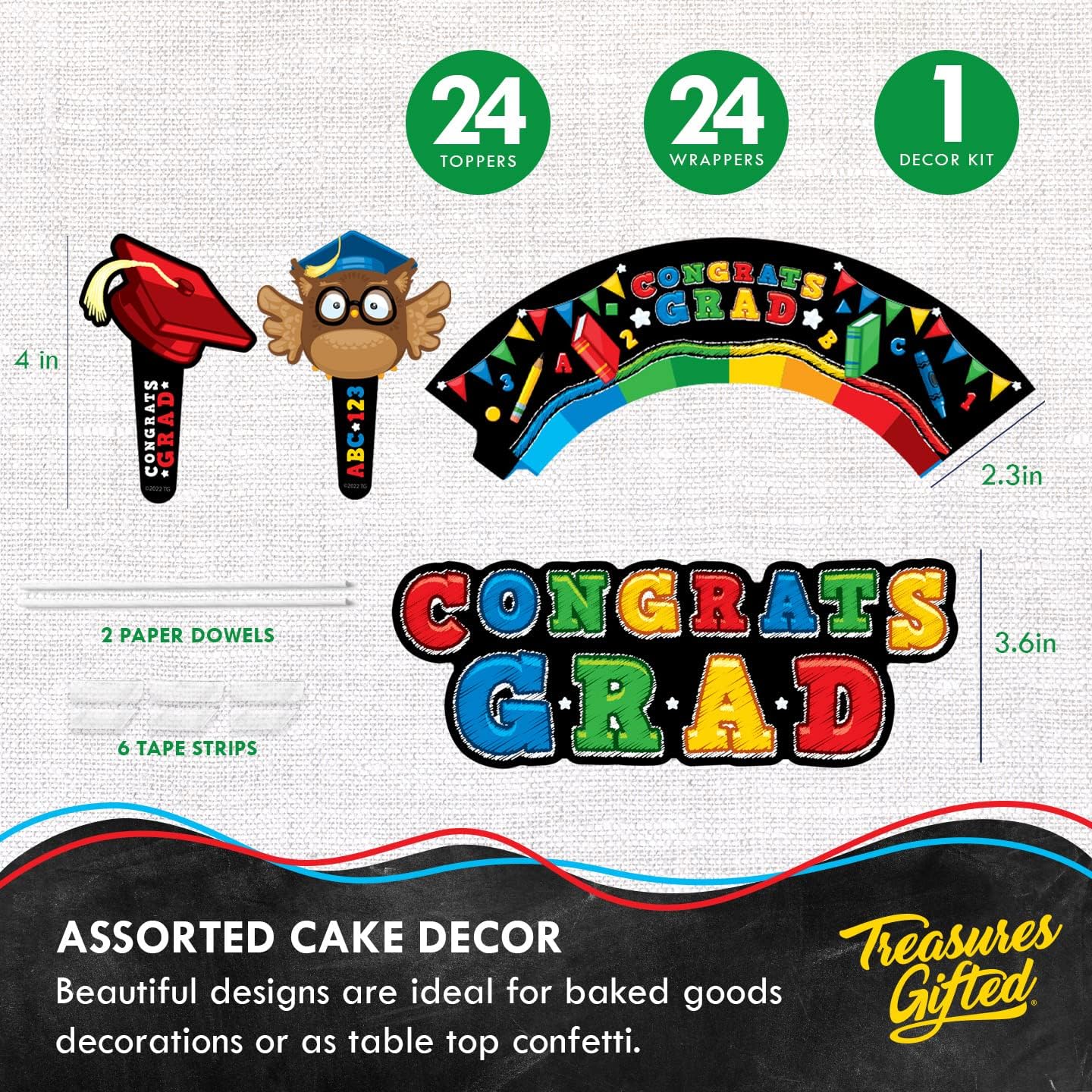 Treasures Gifted Preschool Graduation Decorations - Serves 16 Guests - Ultimate Set Kindergarten Graduation Decorations - Prek Grad Decorations - Backdrop, Balloons & More!