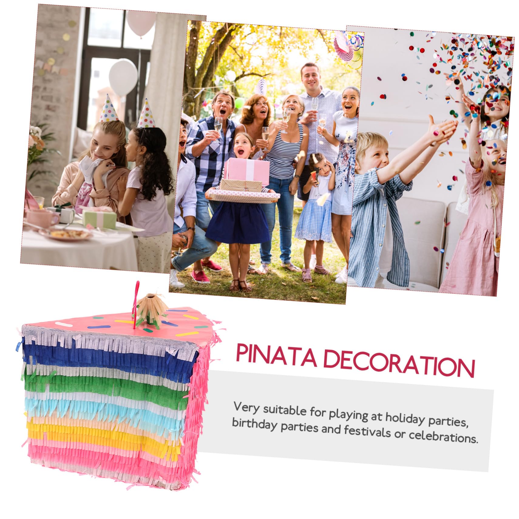Cabilock Piñata De Fiesta Pastel 3d Colgante Papel Práctico Para Niños Cumpleaños Decoración Rellena De Dulces Accesorio Suministros Para Juegos