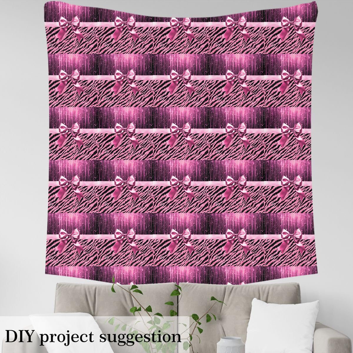 Homemissing Pink Zebra Print Tessuto 460x150cm Cute Bow Tessuti Per Cucire Crafting Wild Animal Print Theme Decorazione All ' Aperto Impermeabile Per Home Diy Projects Luxury Coquette Style