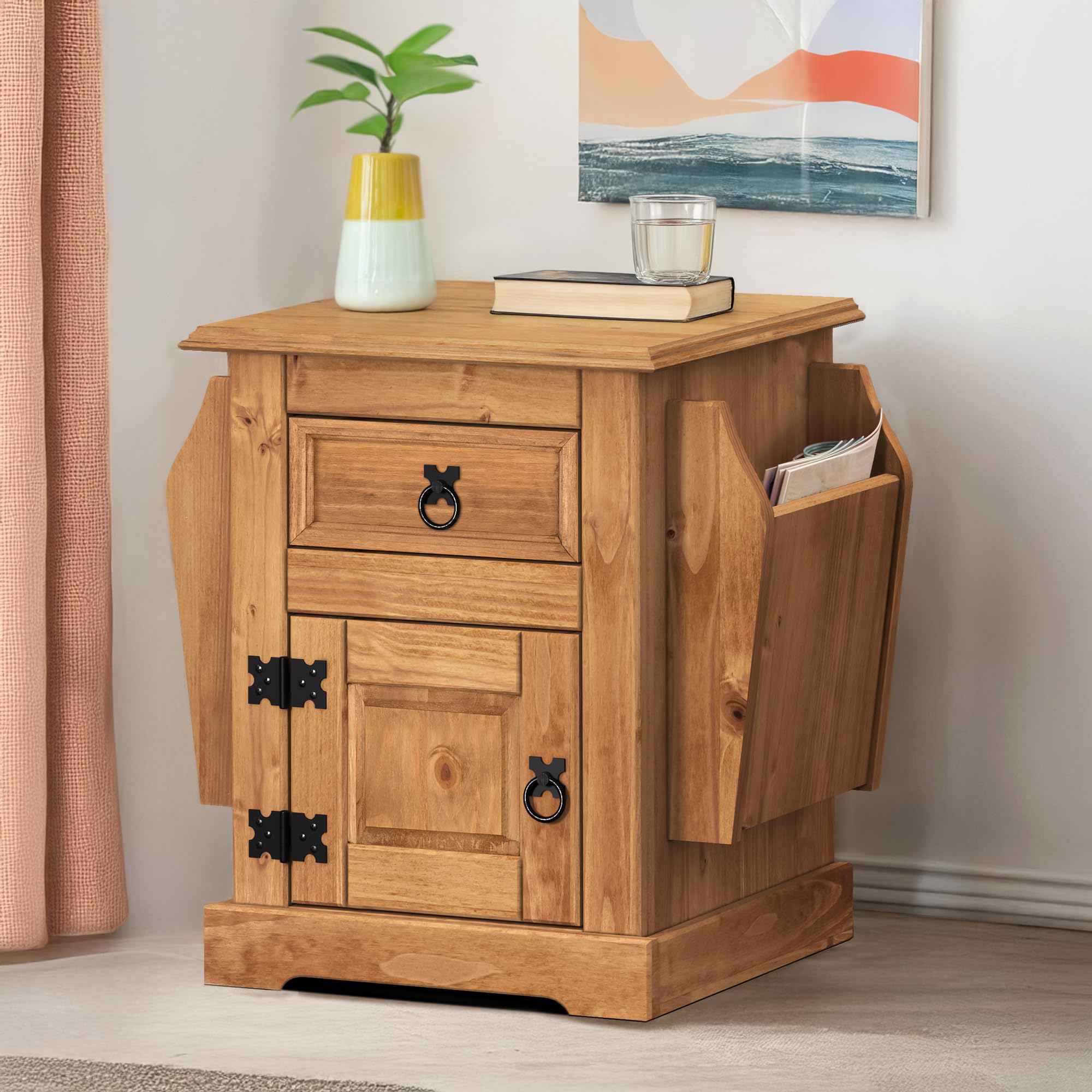 Corona Magazine Table Rack 1 Door 1 Drawer Bedside Solid Pine