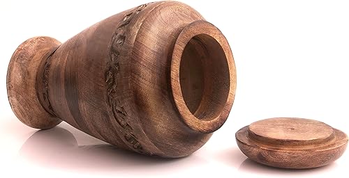 Miniatura 5 de Urna de madera bellamente grabada a mano para cenizas humanas, cremación funeraria, ataúd de entierro, recuerdo de cenizas, jarrón disperso de