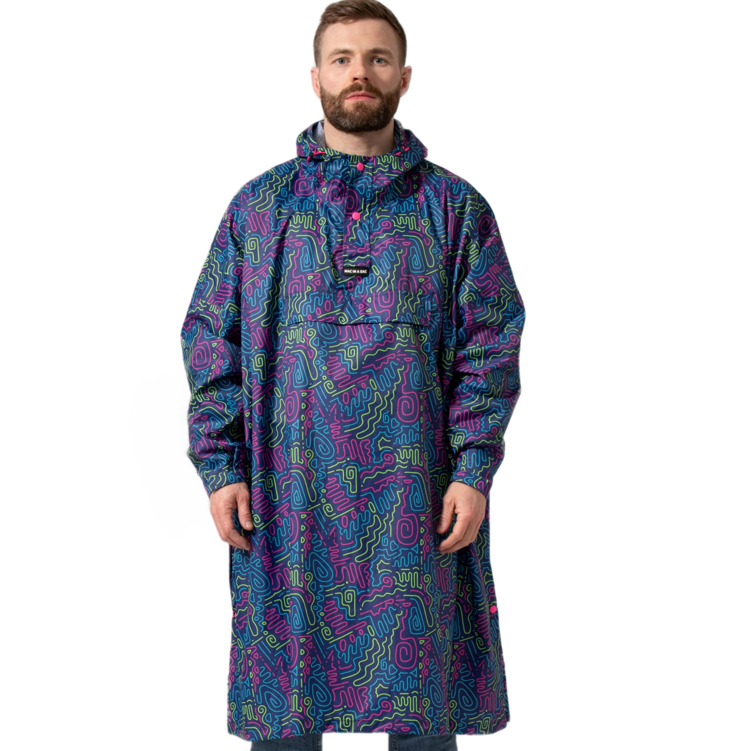 Mac in a Sac Ponczo festiwalowe - pakowalna wodoodporna peleryna - unisex - wysoce oddychające (8000 g/m2) - regulowane boki zatrzaskowe