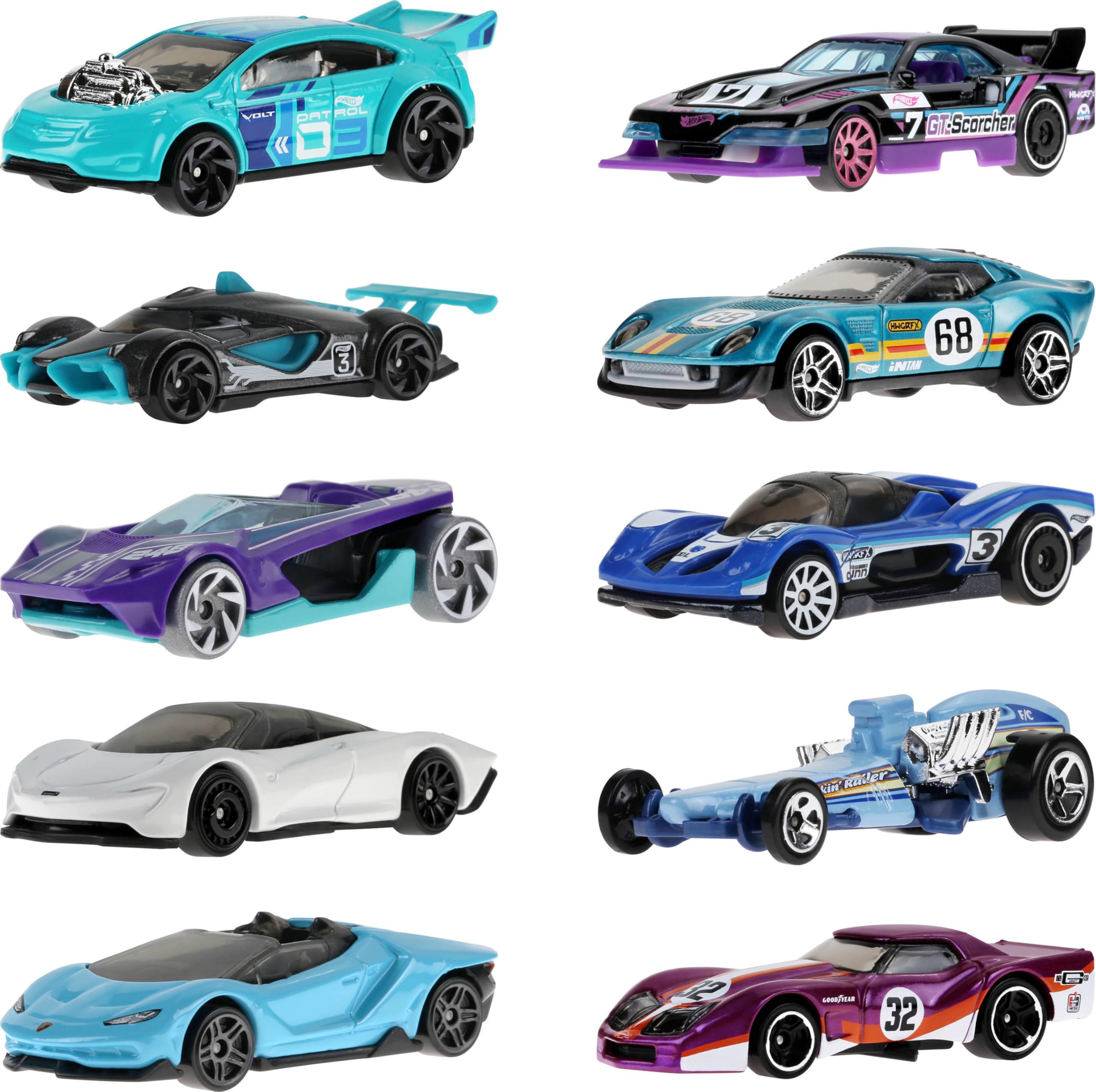 Amazon.co.jp: Hot Wheels Toy Cars, 10-Pack of Race Cars, Includes