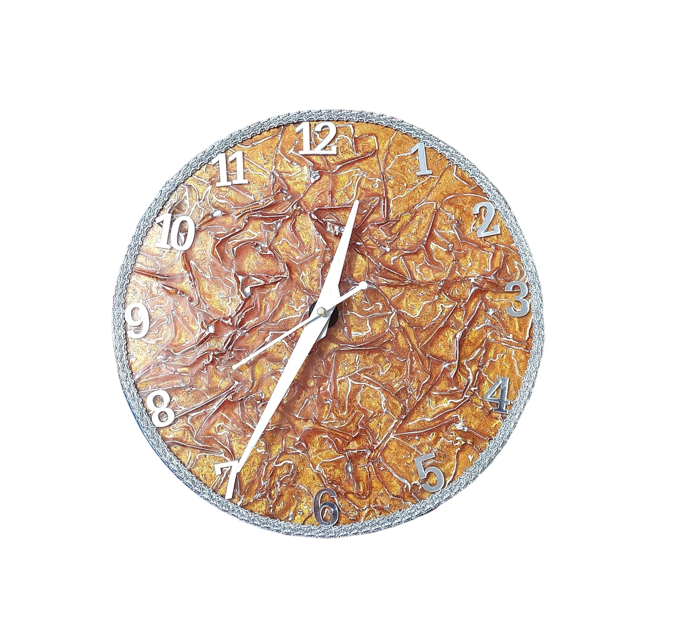 Wall Clock Uniq Arts Raw Wood & Sparkling Resin Sahara Time 3D Exclusive Clock for Home Office, Living Room, Bedroom, Decorative Pack of 1