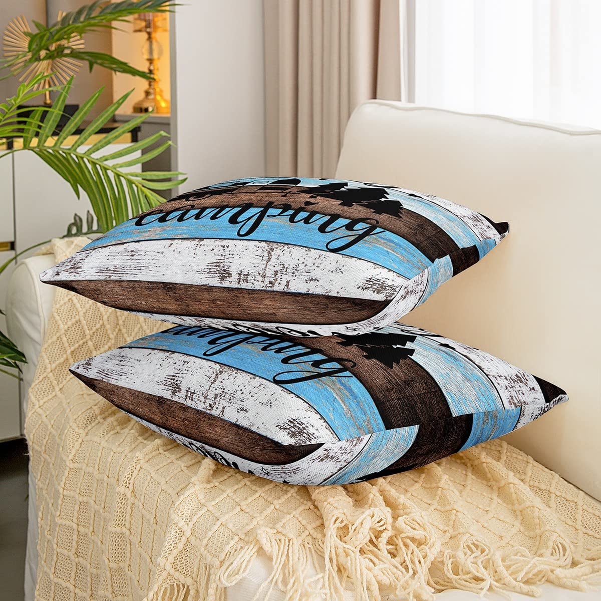 Federa Per Cuscino 'Home Is Where We Park It' - Idea Regalo Per Camper E Campeggio - 45x45 Cm (2 Pezzi) - 2