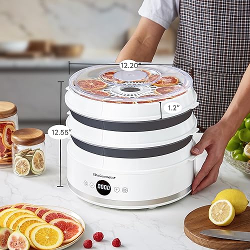 Miniatura 9 de Elite Gourmet EFD770WD - Deshidratador digital de alimentos con bandejas sin BPA de 5 x 12.5 pulgadas, temporizador ajustable de 48 horas y