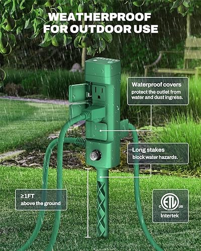 Miniatura 5 de BN-LINK - Temporizador de estaca para exteriores con fotocélula al atardecer hasta el amanecer o encendido al atardecer y 2 4 6 8 horas de cuenta