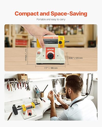 Miniatura 6 de VEVOR Pulidora de búfer de banco, máquina pulidora de pulido de 12 HP, amoladora pulidora de mesa de 0 a 8000 RPM con rueda de tela de 4 pulgadas,