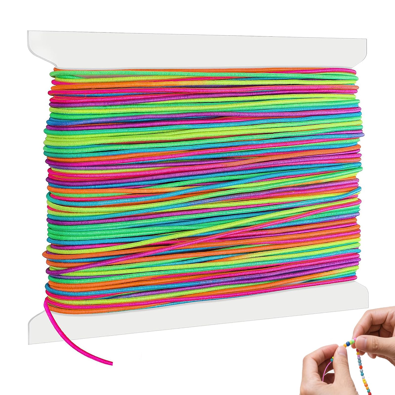 Shweehon Blue Bracelet String, Rainbow Elastic String, Elastic Cord, Elastic For Bracelet Making, For Diy Jewelry Making, Bracelets, Necklaces, Crafts, Decorations(1Mm*40M)