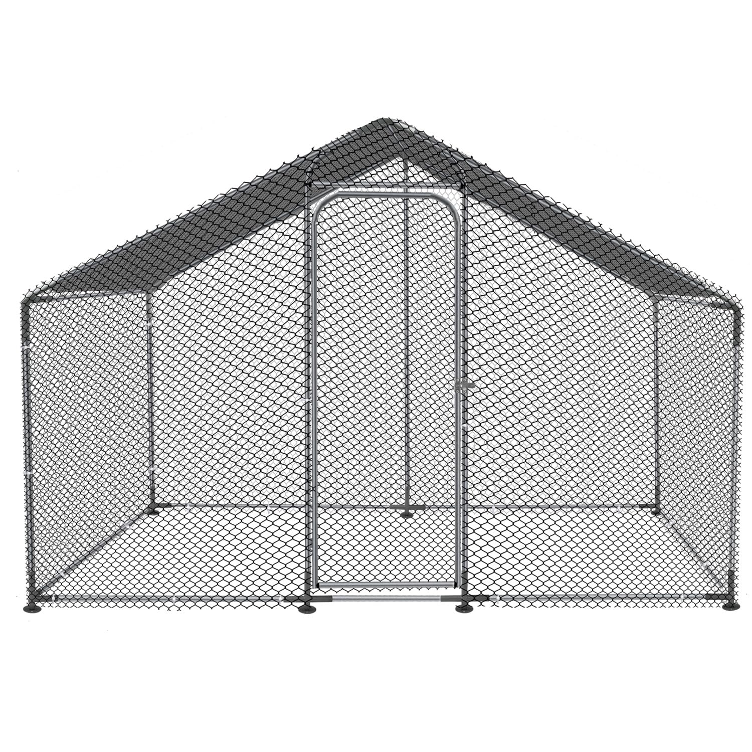 Large Chicken Coop Outdoor Metal Chicken Run for 6-10 Chickens,Walk-in Poultry Cage with Waterproof and UV-Resistant Cover,Heavy Duty Hen House,Duck