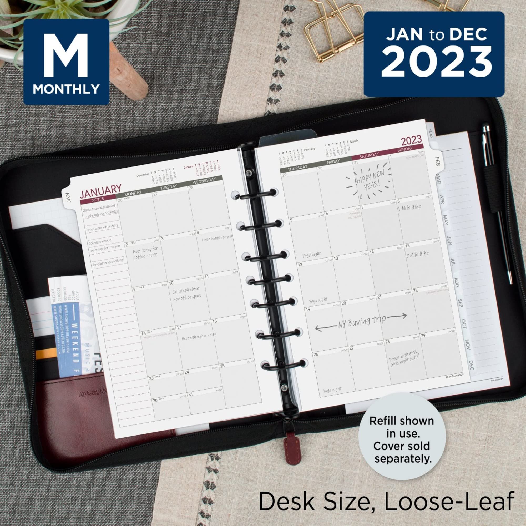At-A-Glance 2023 Monthly Planner Refill, 12024 Day-Timer, 5-1/2" x 8-1/2", Size 4, Desk, Unruled Blocks, Loose Leaf - Image 2