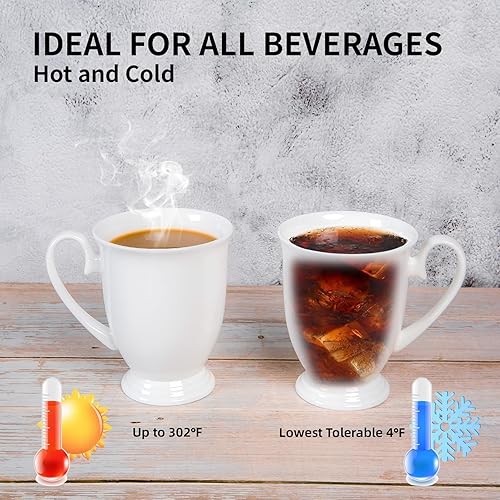 Miniatura 5 de Juego de 2 tazas de café (9 onzas), juego de tazas de café de porcelana de hueso fino, taza de café estilo europeo para mujeres, regalo de