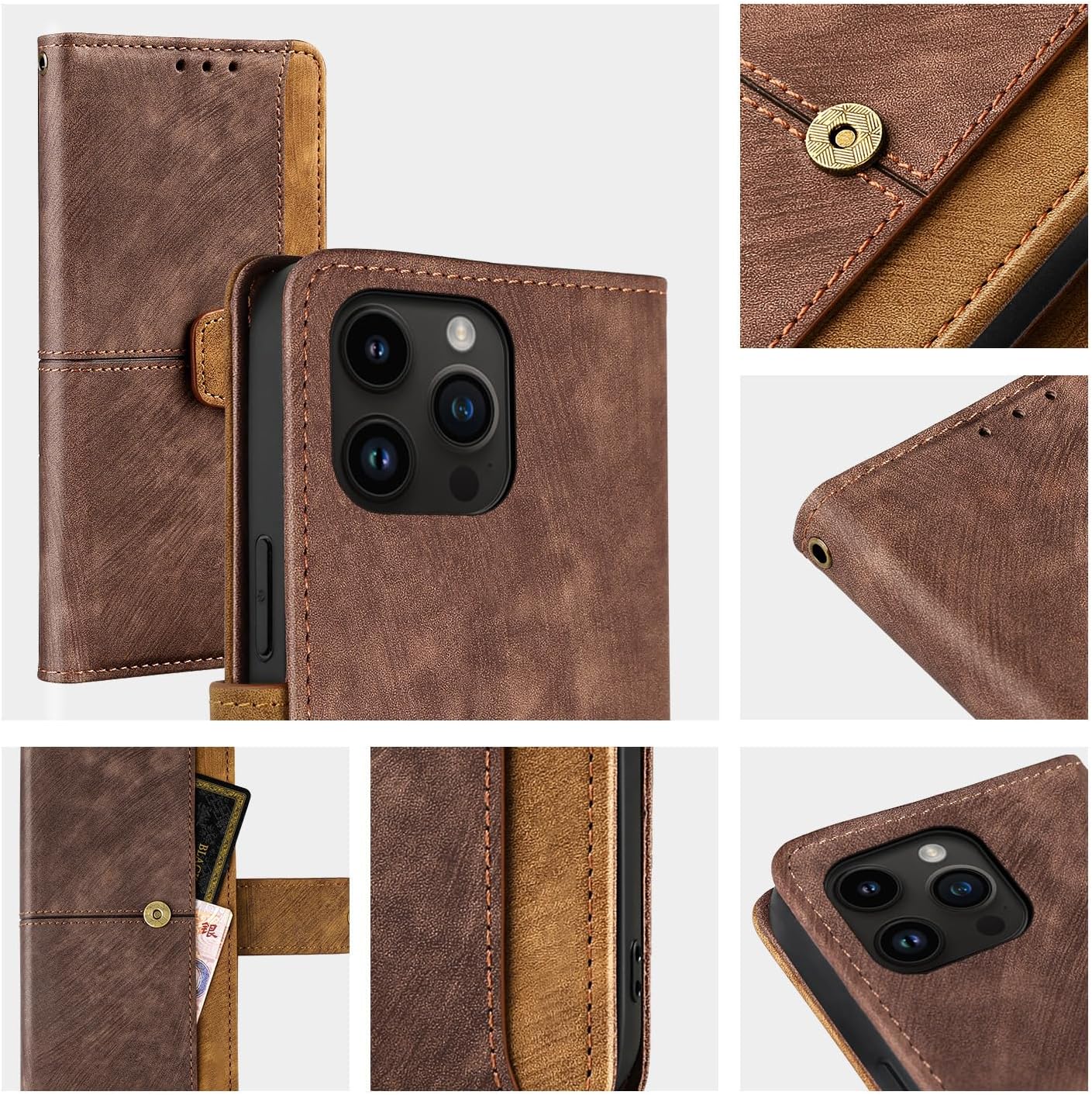 Leather Business Cell Phone Holster for OnePlus Nord CE4 5G,Anti-Slip Scratch Resistant Flip Cover with Card Holder,Stand Feature Wallet Case 6.68 Inches - Brown