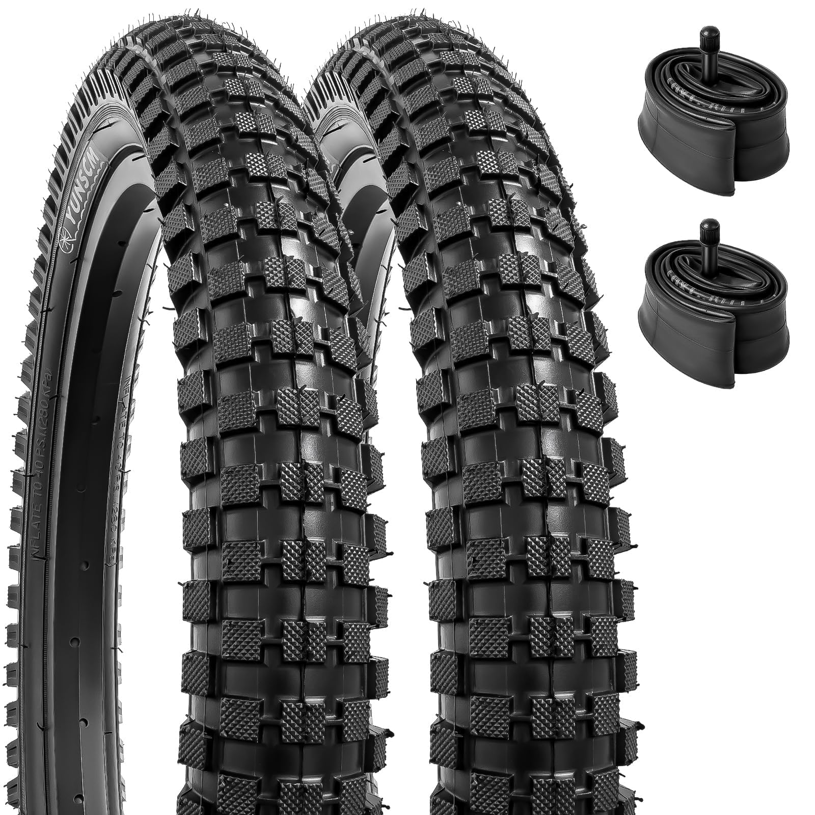YUNSCM 2 Pneumatici E Camere D'aria Per Mountain Bike Da 18 Pollici - Copertoncino 18x1.95 Con Valvola Schrader, Per Bici Da Montagna E Fuoristrada.