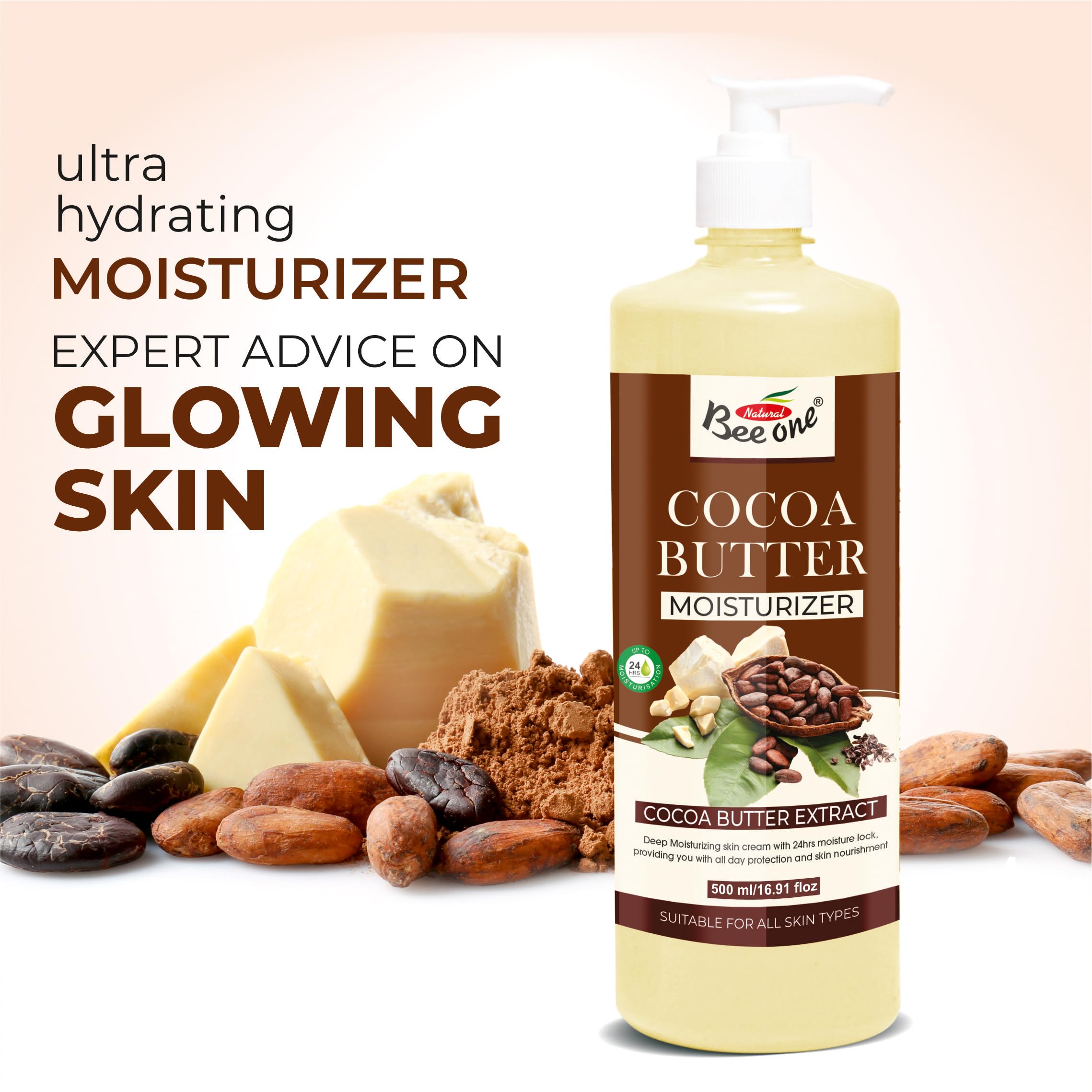 Bee One Cocoa Butter Moisturizer 500ml | Body Lotion for Intense Hydration | Smooth, Soft & Nourished Skin | Fast-Absorbing, Non-Greasy Formula | Suitable for All Skin Types 2