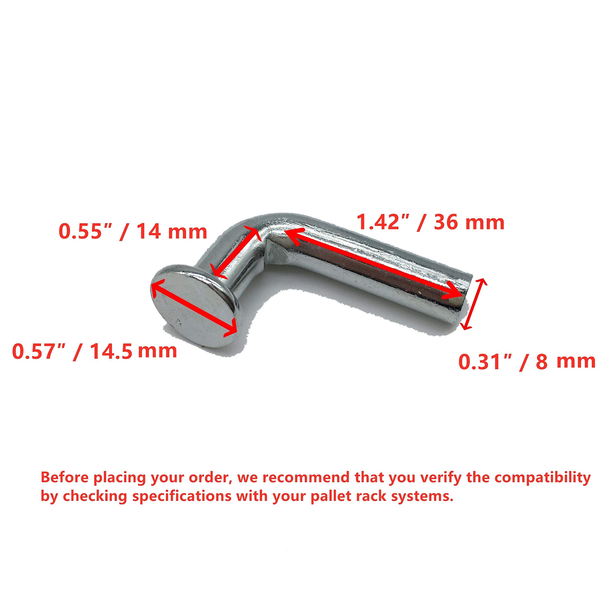 Fall von 1 Packung, 50 Stk/Packung, Universal Palettenregal-Tropfen-Pin, Breite Locker Sicherheit Clip, 37/64"| 0.57"/14.5 mm Flachkopf|Silber|M840