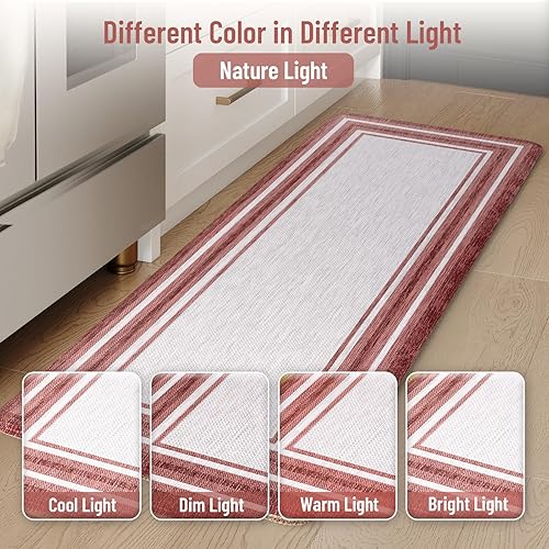 Miniatura 7 de KIMODE - Tapetes de cocina antifatiga, 2 unidades, navideños, estilo rústico, acolchados, para lavandería, oficina, fregadero, color rojo, 17 x 47