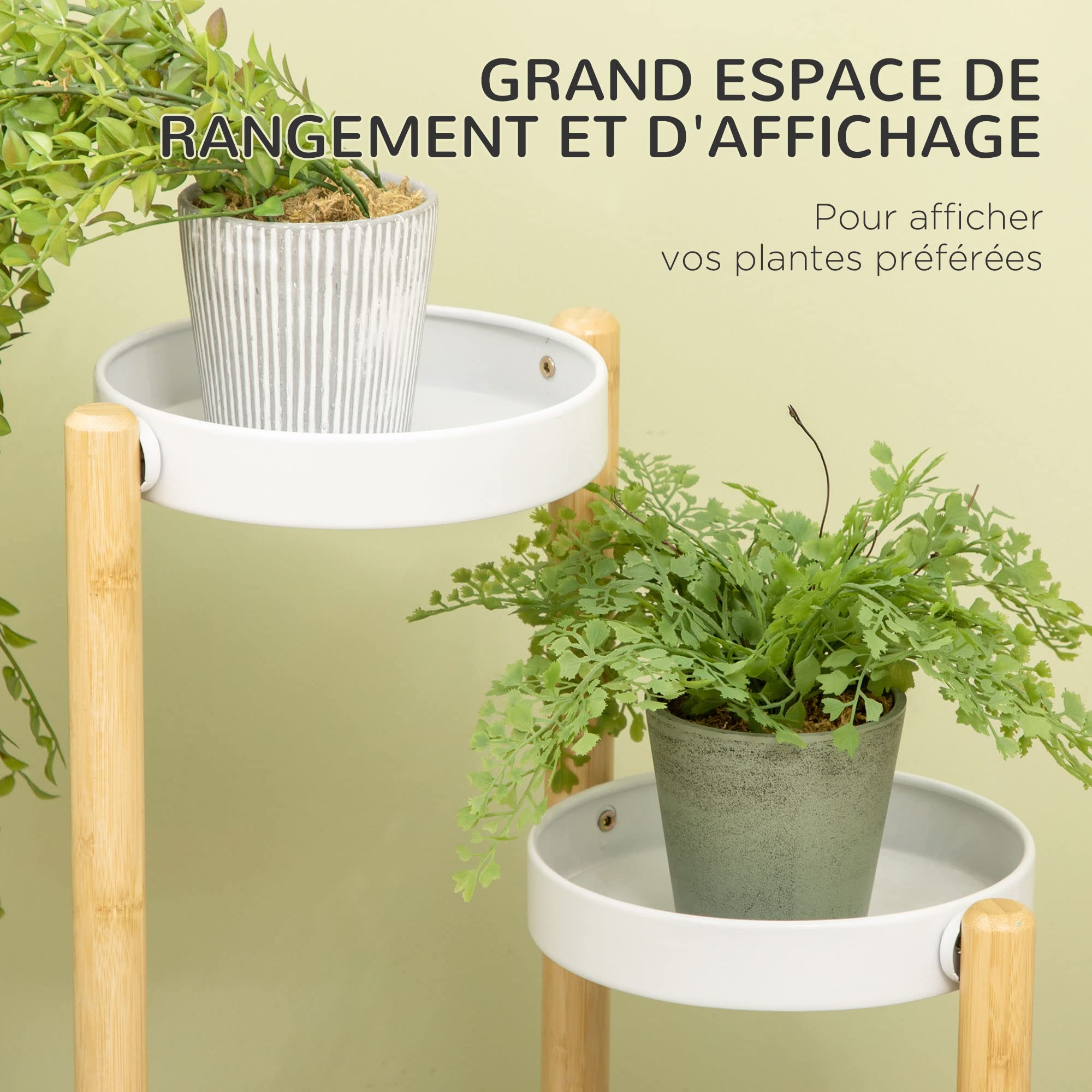Outsunny Support pour Plantes Piédestal 4 Niveaux 28 x 28 x 80 cm Blanc