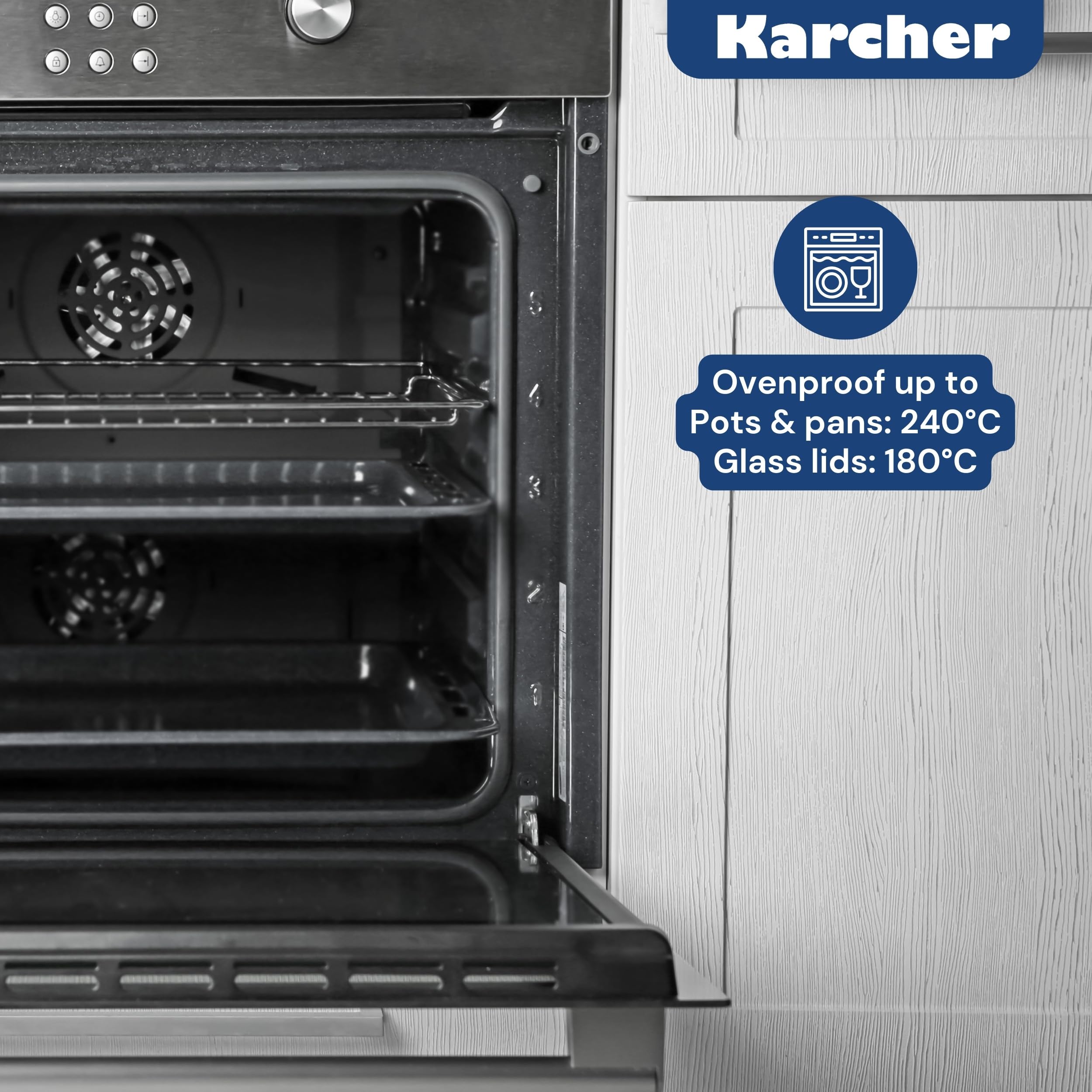 Karcher Set Pentole in Acciaio Inox 20 Pezzi con Coperchi | Batteria di Pentole Completa per Cucina, Induzione, Gas ed Elettrico | Casseruole, Padelle e Saladiere per Casa e Famiglia