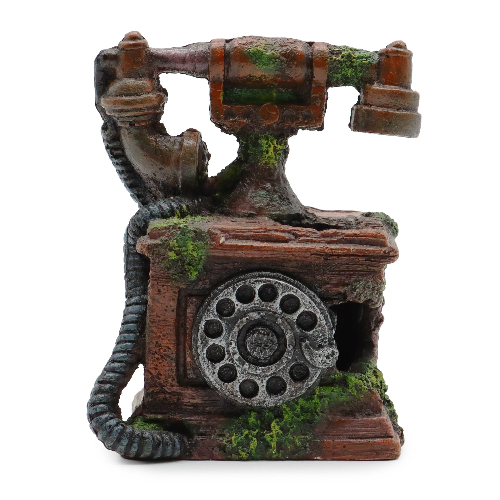 Amtra Deko Telefon Vintage - Dekoracje akwarium słodkowodne i morskie z żywicy, Do akwariów i zbiorników rybnych, Atoksyczny, 12x6,5x12,5 cm