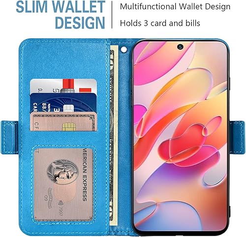 Miniatura 3 de Compatible con Xiaomi Redmi Note 1010S 4G Wallet Case Protector de pantalla de vidrio templado, soporte para tarjetas, soporte magnético de cuero