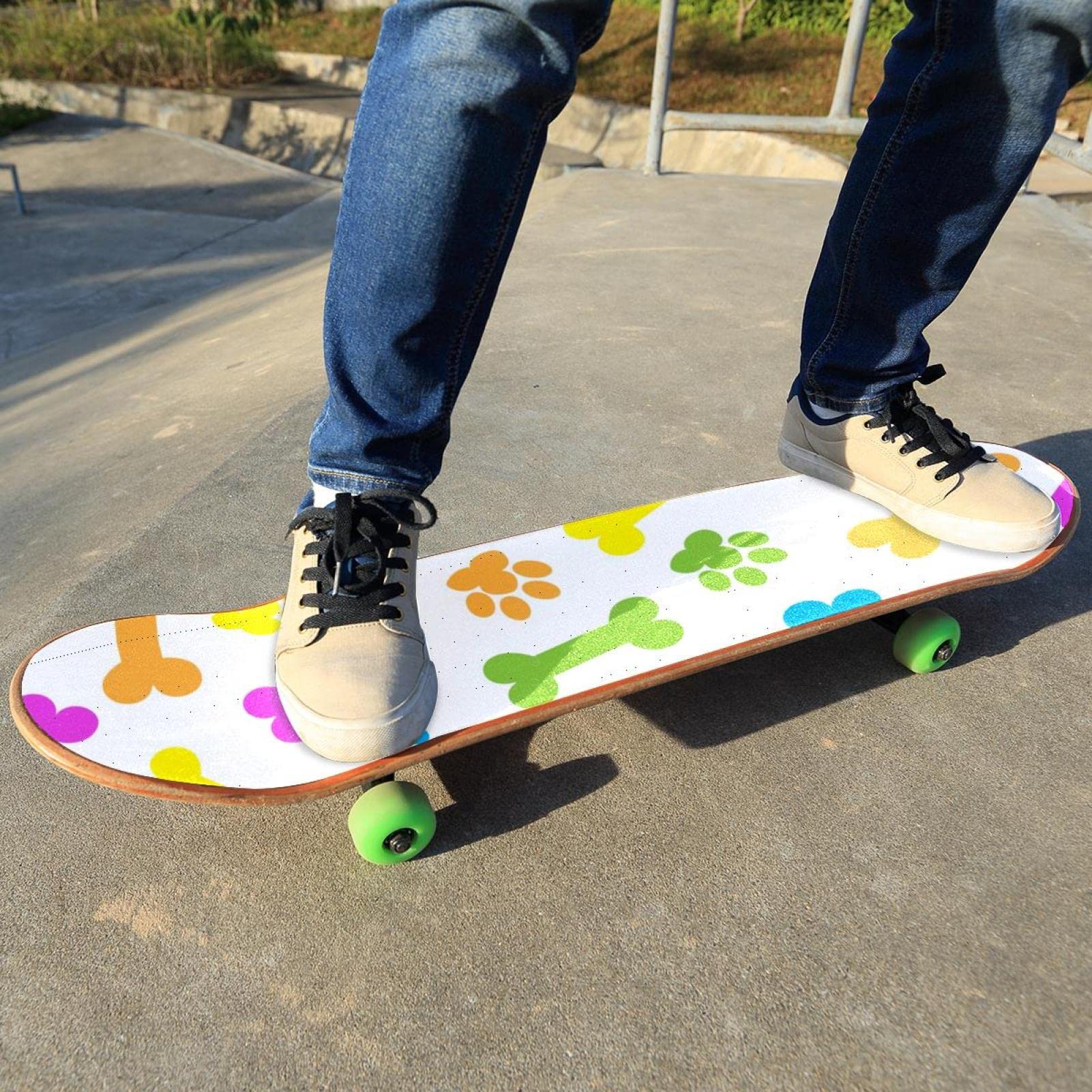 Lot de 2 feuilles de papier abrasif pour planche de skateboard Motif os