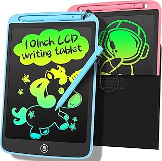 LEYAOYAO Paquete de 2 tabletas de escritura LCD de 10 pulgadas con bolsa, pantalla colorida, tablero de dibujo, juguete educativo de aprendizaje, regalo para niños de 3 a 6 años (azul y rosa)