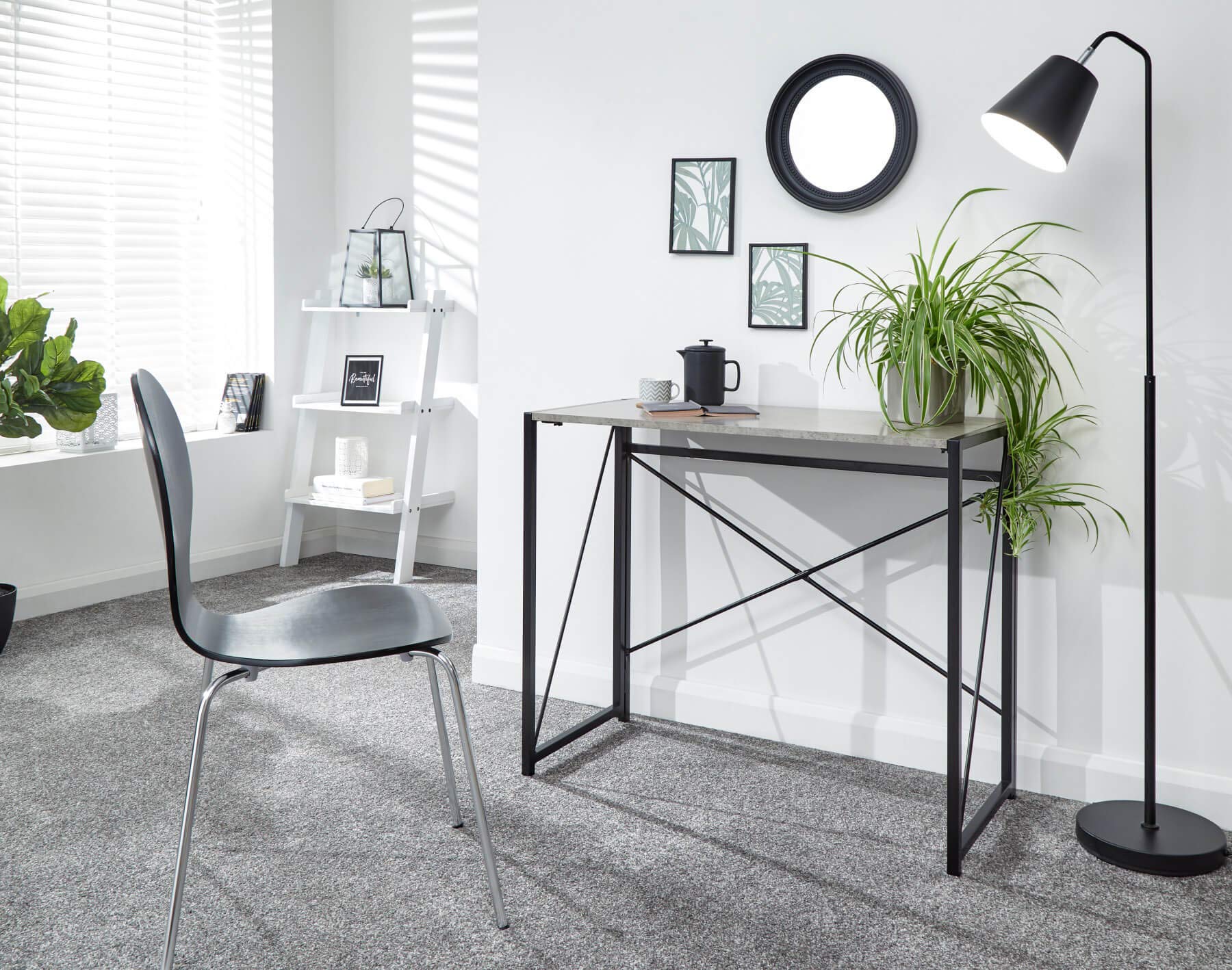 Buy Home Source Industrial Style Metal Frame Wooden Desk Folding