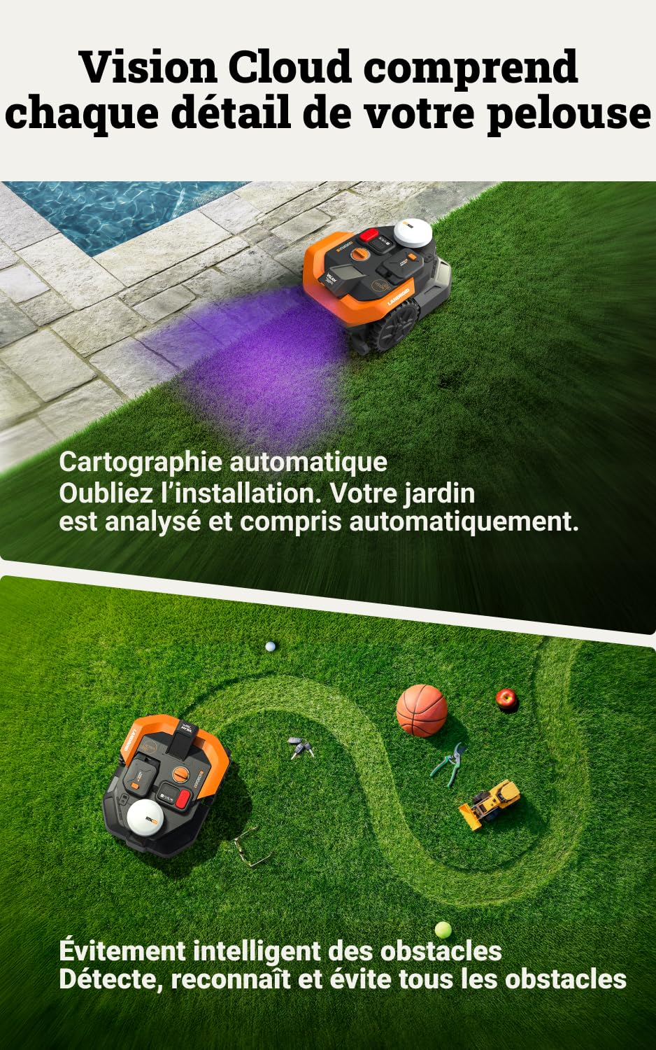 WORX Vision Cloud 4WD Robot Tondeuse WR341E — vue 2