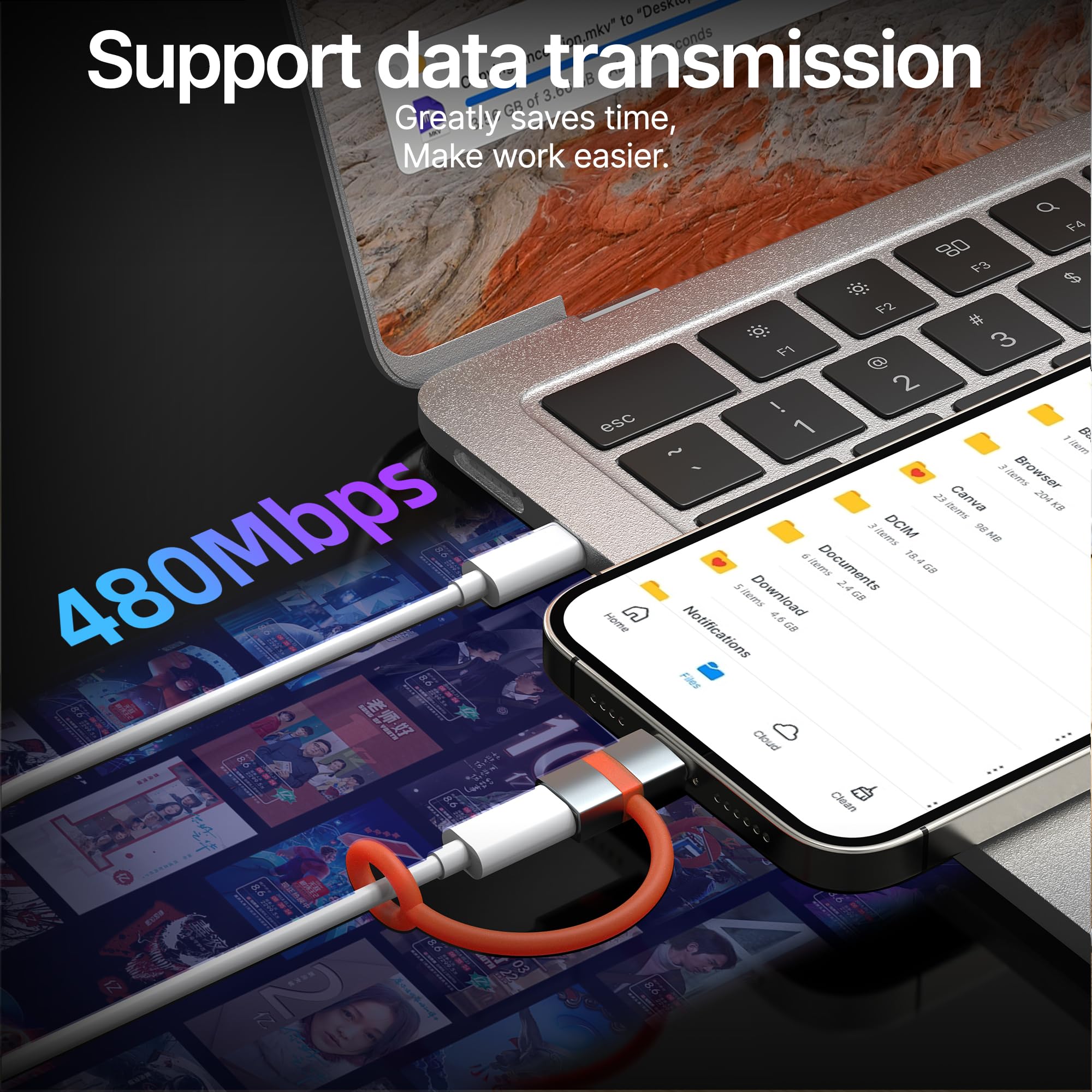 Adapter USB C żeński na Lightning męski do Apple do iPhone 14 13 12 Pro Max kabel gniazdo do ładowania iPada (2 sztuki) kabel do ładowania iOS transfer danych MFI certyfikat adapter ładowania port