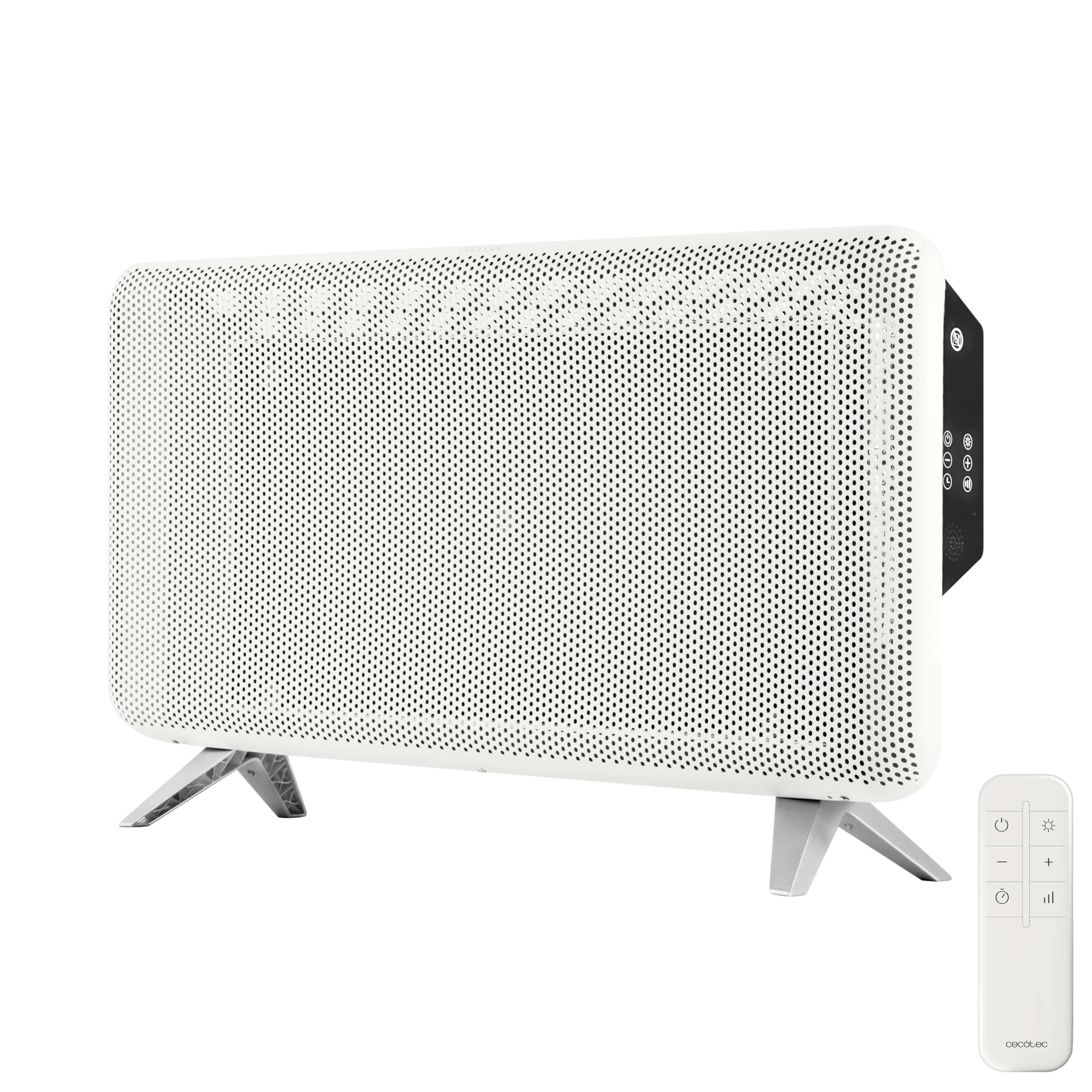 Cecotec Radiador Eléctrico con Mando a Distancia ReadyWarm 2000 Graphene. 1800W, Termostato 15-40ºC, Bajo Consumo, Temporizador 12h, Seguridad Triple, Calor Rápido, Diseño Compacto