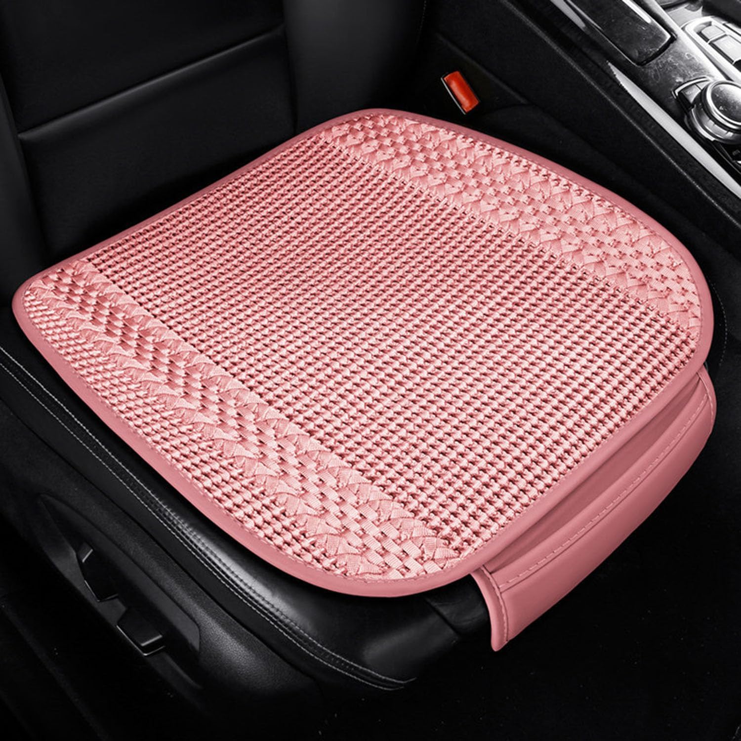 Ice Silk Car Seat Cushion Set for Tesla Model 3 2017-2025 Four Seasons Breathable Woven Pad Anti Slip Cooling Bottom Interior Accessories Pink Style