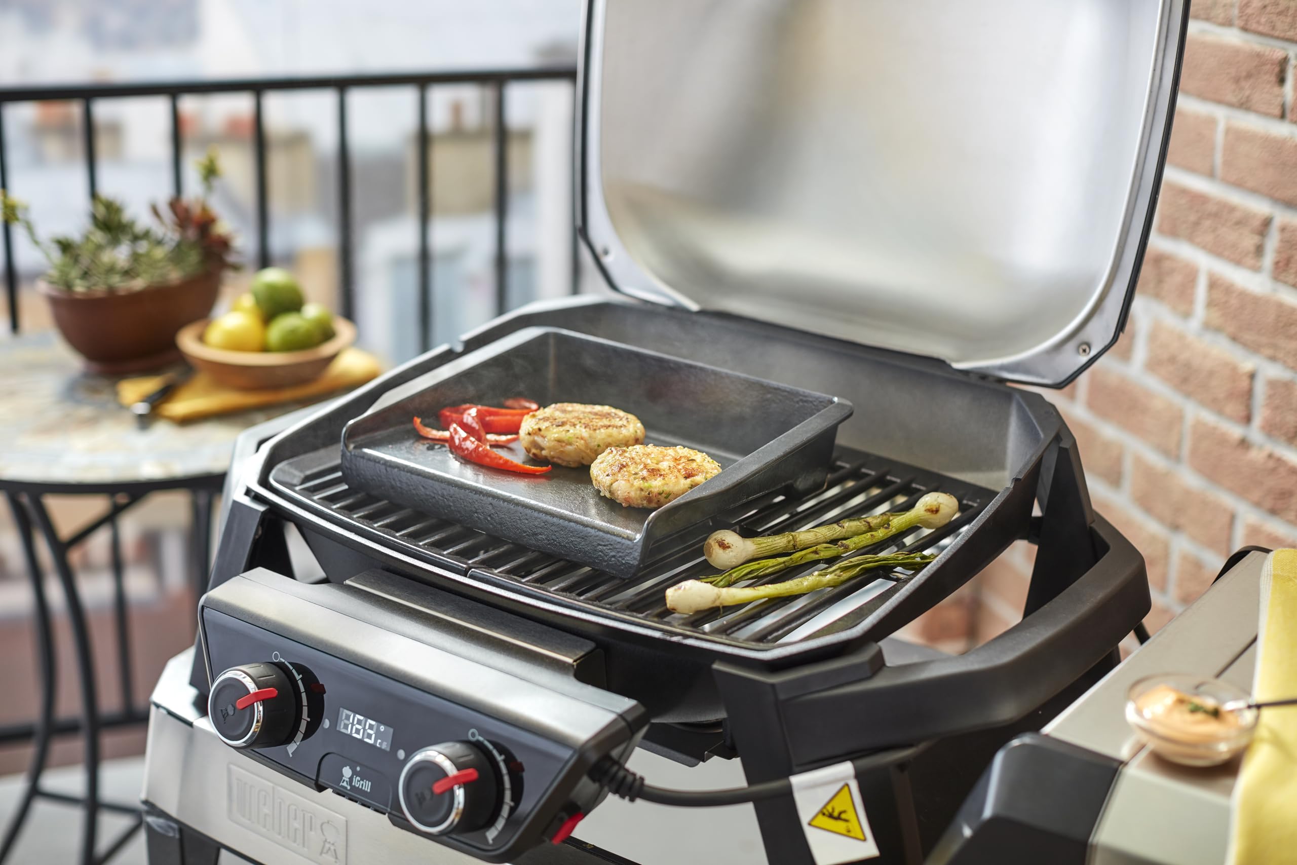Weber plancha per Pulse 1000/2000 / per Risultati croccanti con Carne, Pesce o Verdure, Facile da Pulire – Nero (6609)