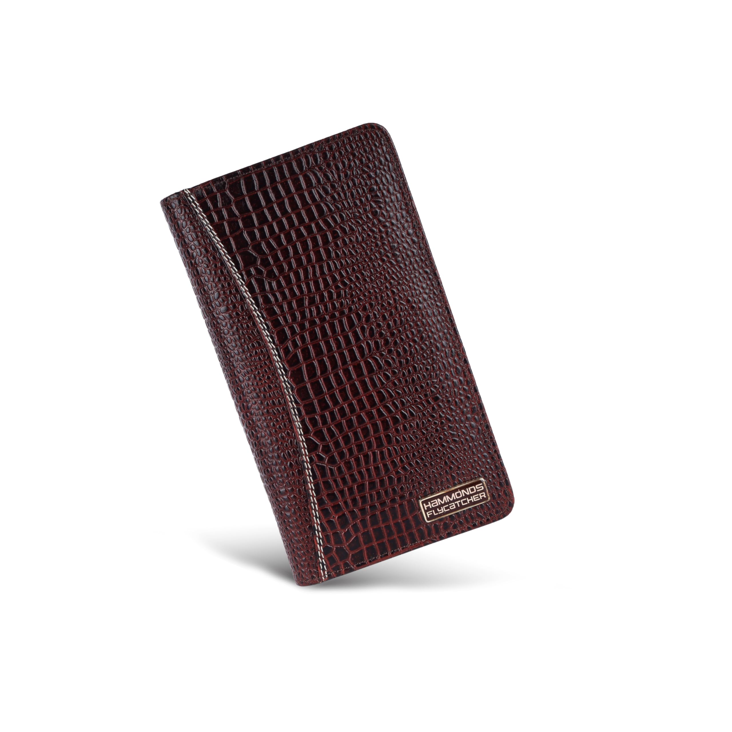 Genuine Leather Passport Cover for Men, Passport Cover for Women, RFID Passport Holder for Men Travel Accessories for Men, Passport Bag for Men, 7 ATM Card Slots, CROC BROWN, L