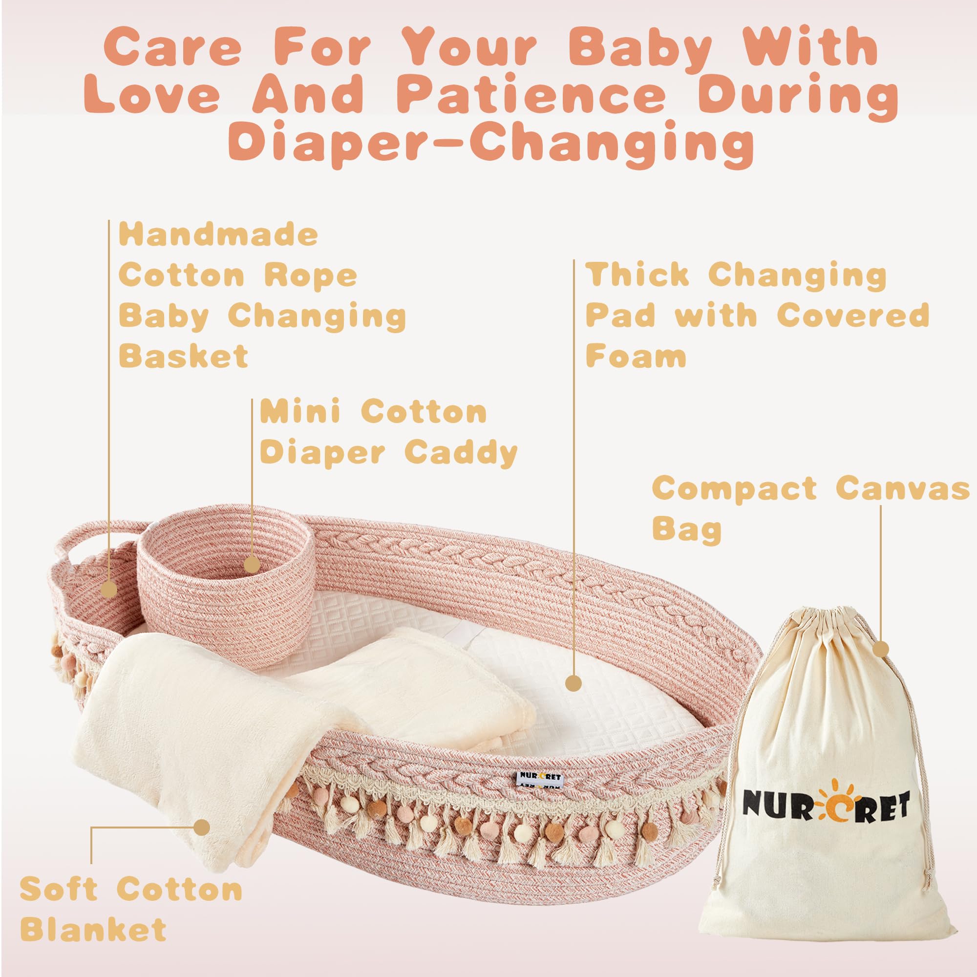 PaoveFor Baby Diaper Caddy Organizer, 12.1 x 6.3 x 9 inch